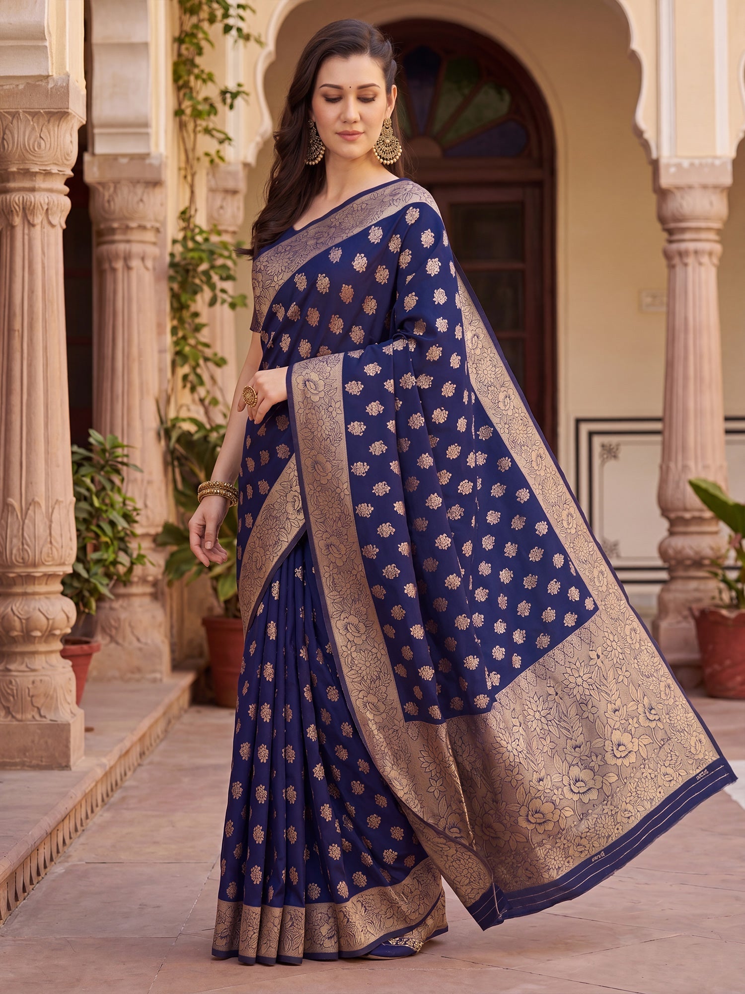 Saree Royal Purple Interlocking Heritage Banarasi Silk Variation - Ressa