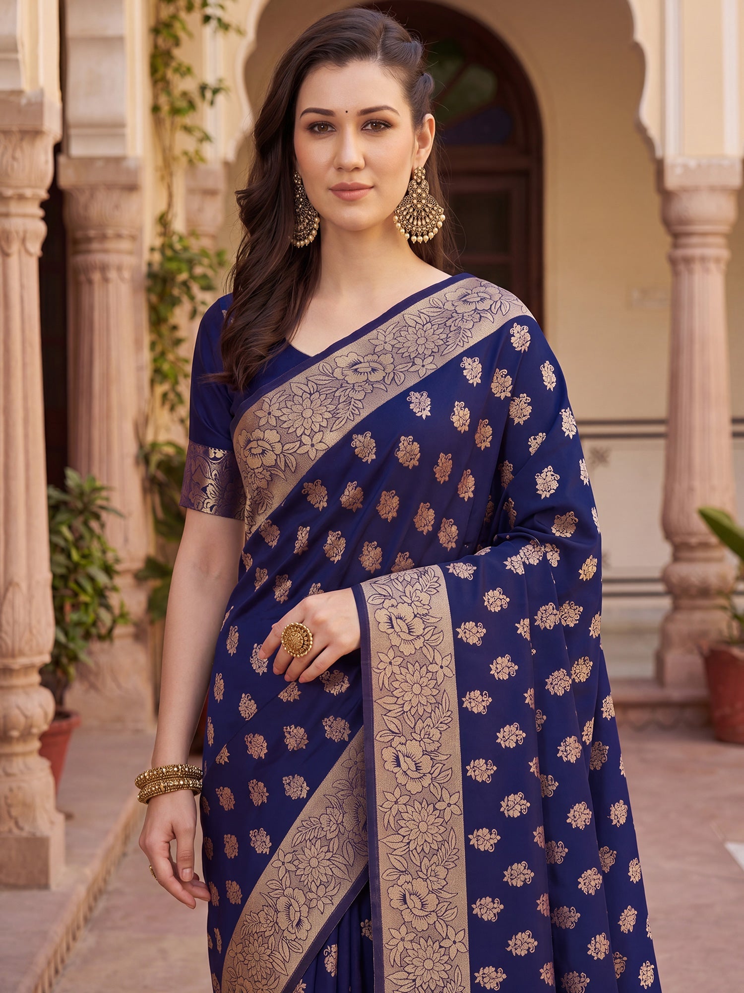Saree Royal Purple Interlocking Heritage Banarasi Silk Variation - Ressa