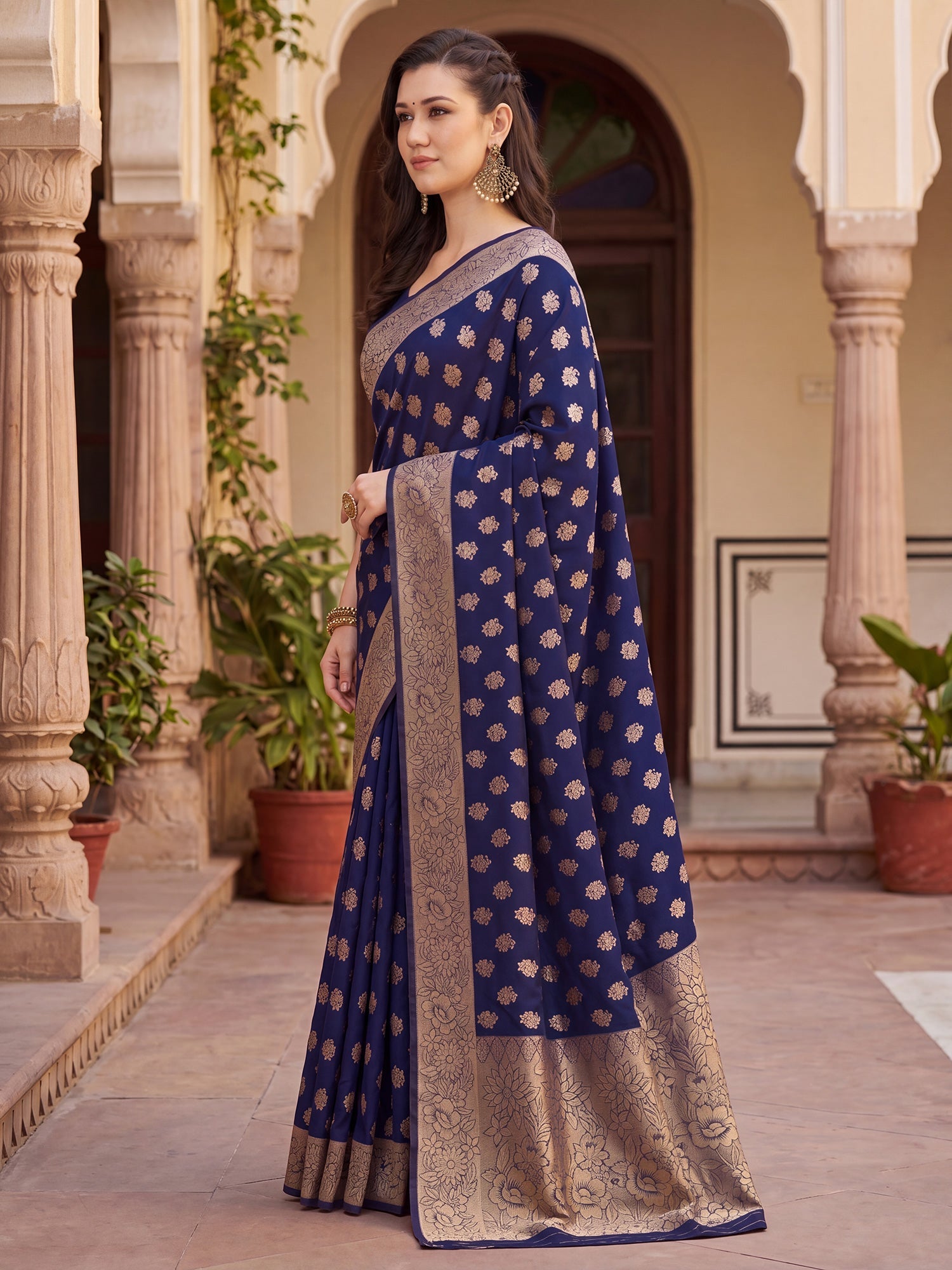 Saree Royal Purple Interlocking Heritage Banarasi Silk Variation - Ressa