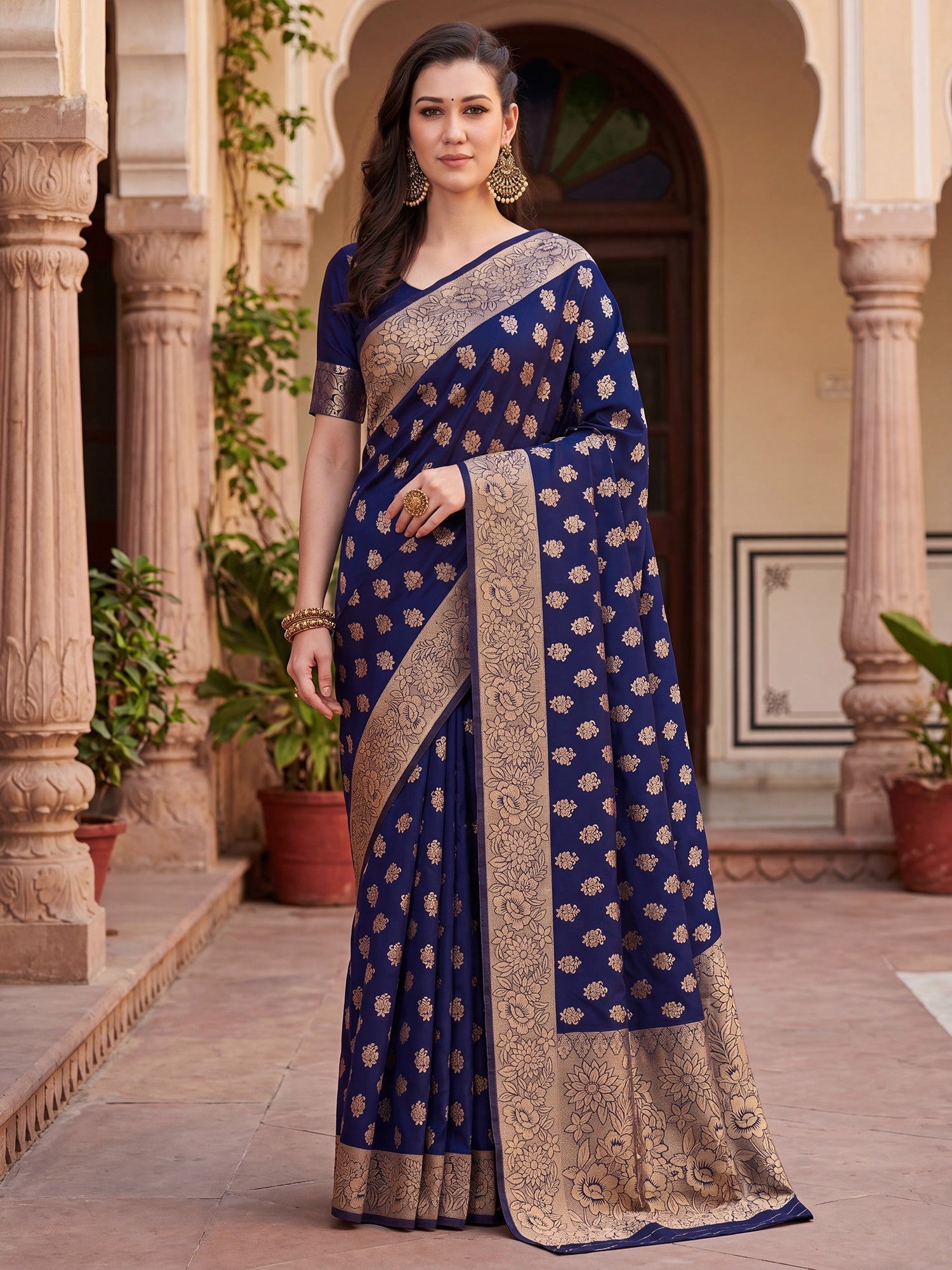 Saree Royal Purple Interlocking Heritage Banarasi Silk Variation - Ressa
