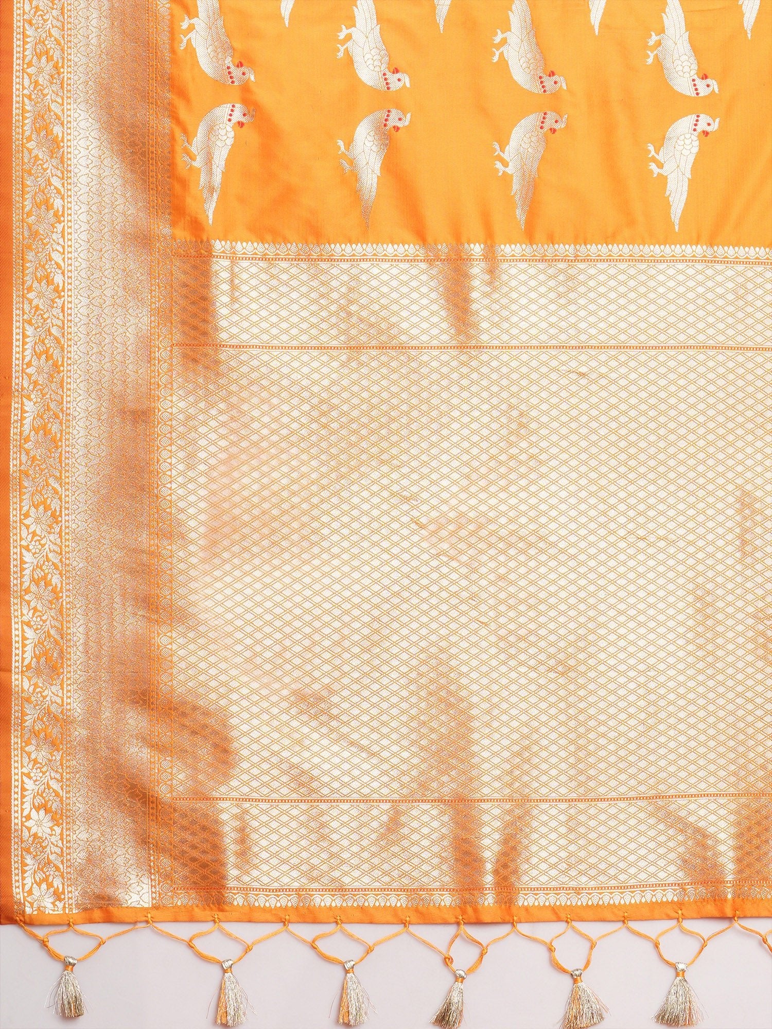 Saree Vibrant Mango Orange Heritage Katan Silk - Ressa