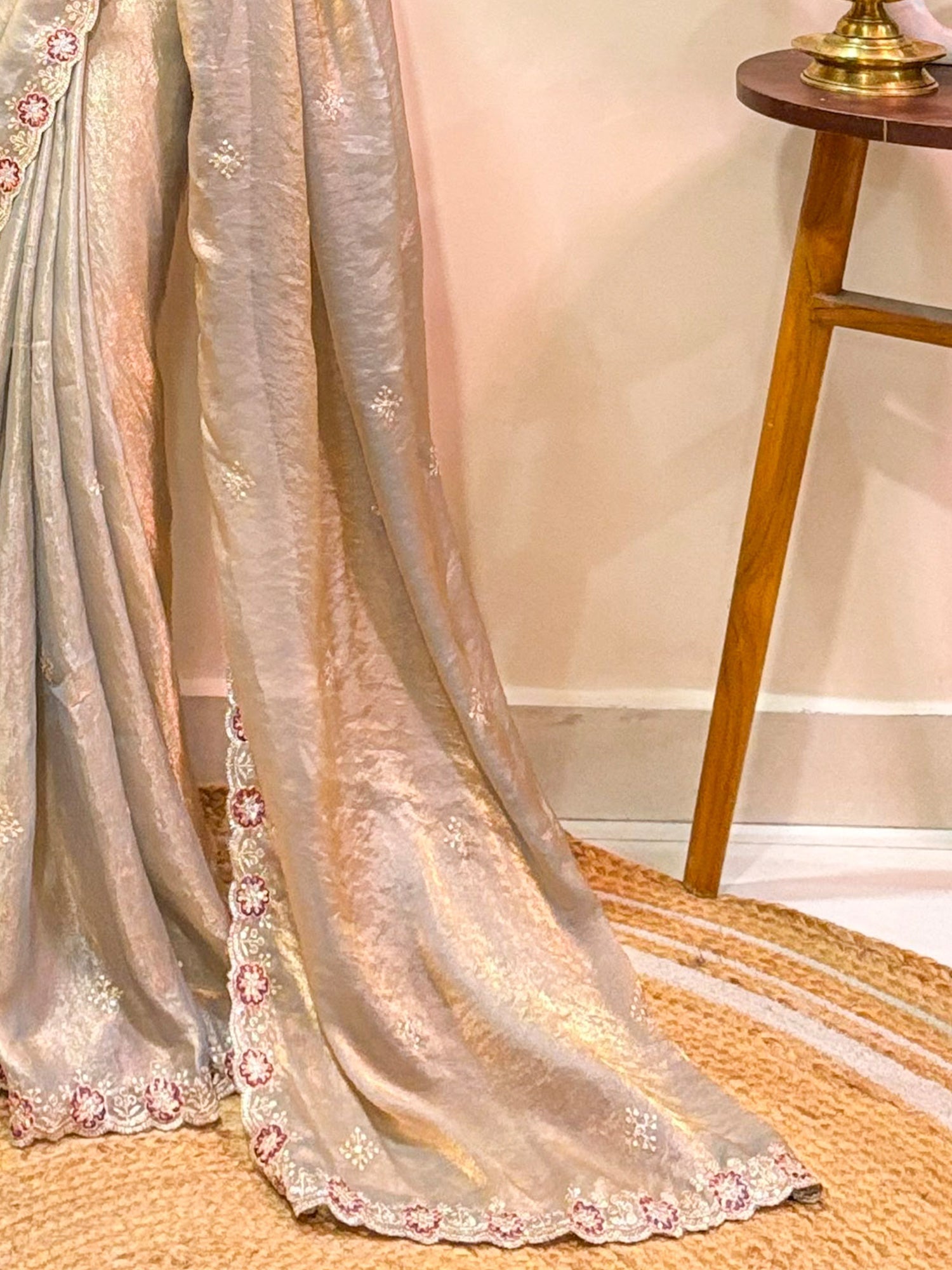 Satin Embroidered Saree - Ressa
