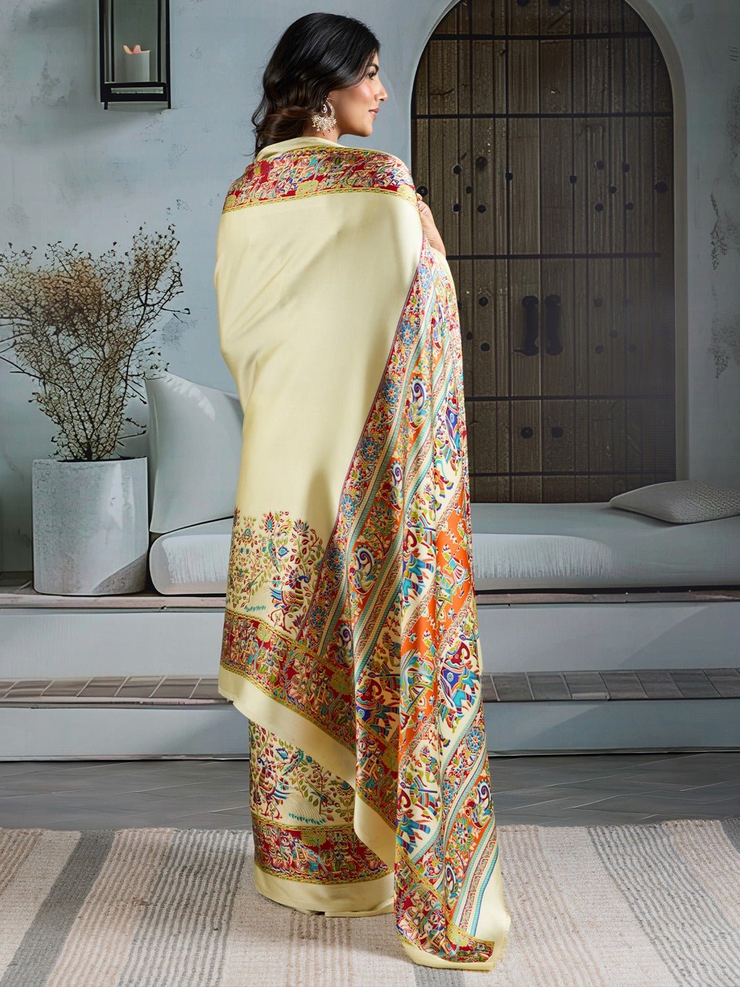 Satin Madhubani Print saree - Ressa