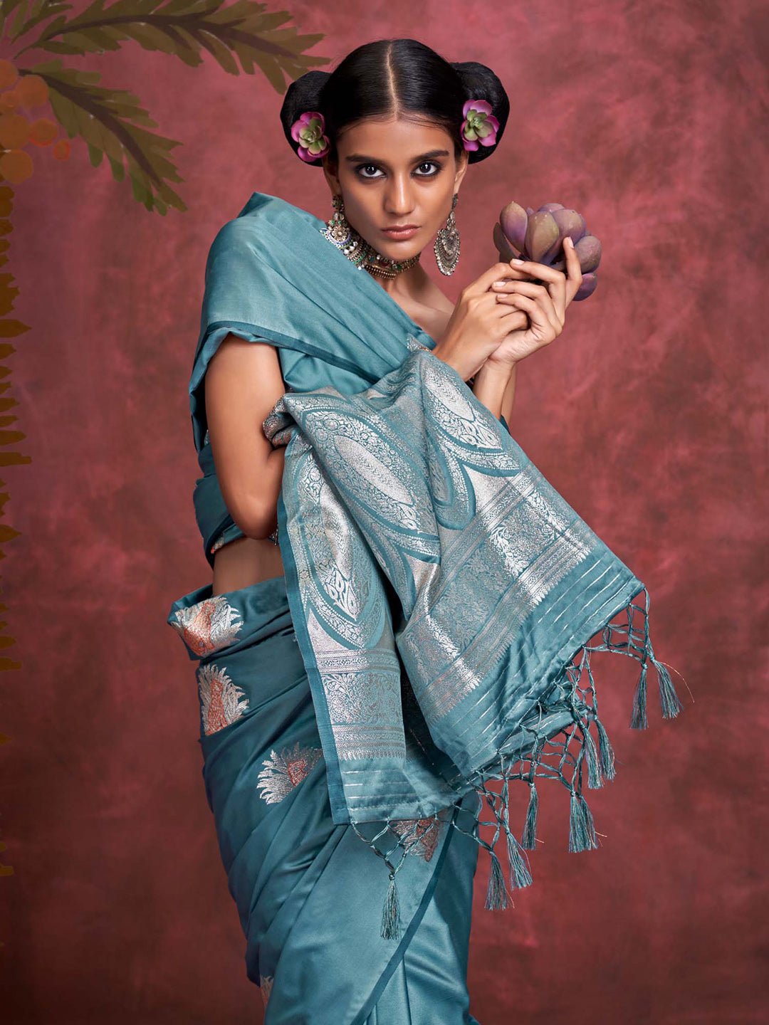 Satin Silk Heritage Banarasi Style Zari Woven Saree - Ressa
