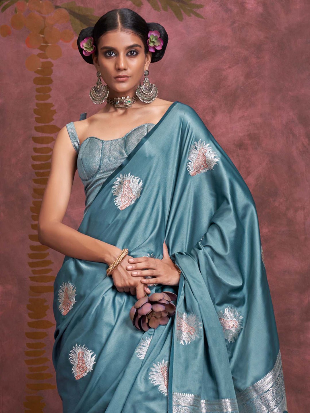 Satin Silk Heritage Banarasi Style Zari Woven Saree - Ressa
