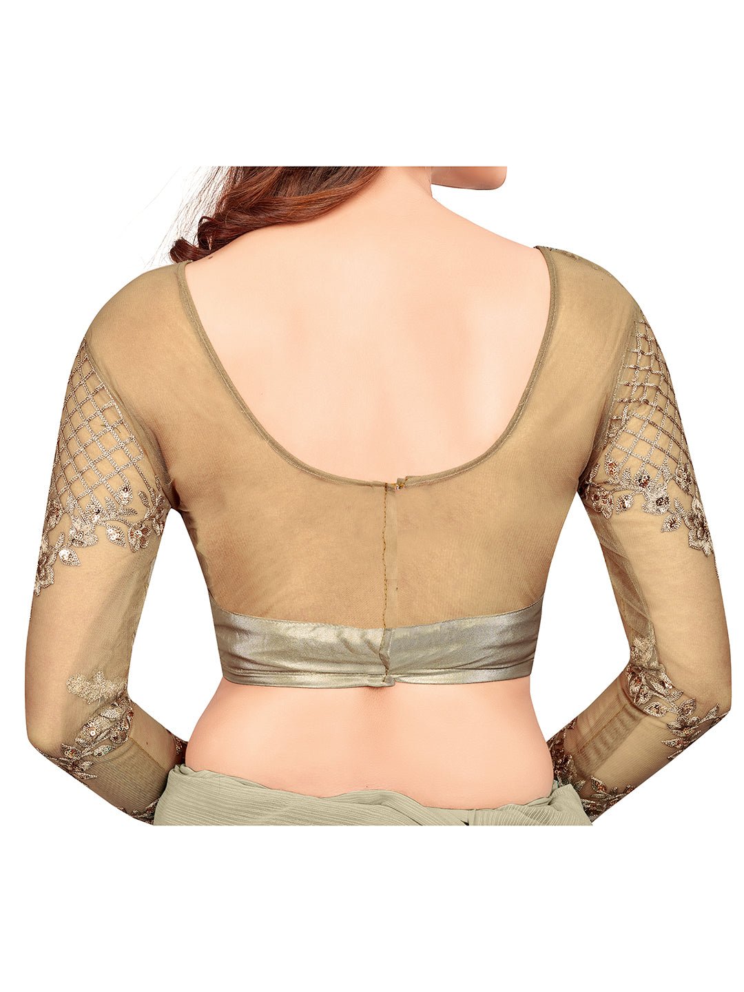 Satin Silver Emblished Saree - Ressa
