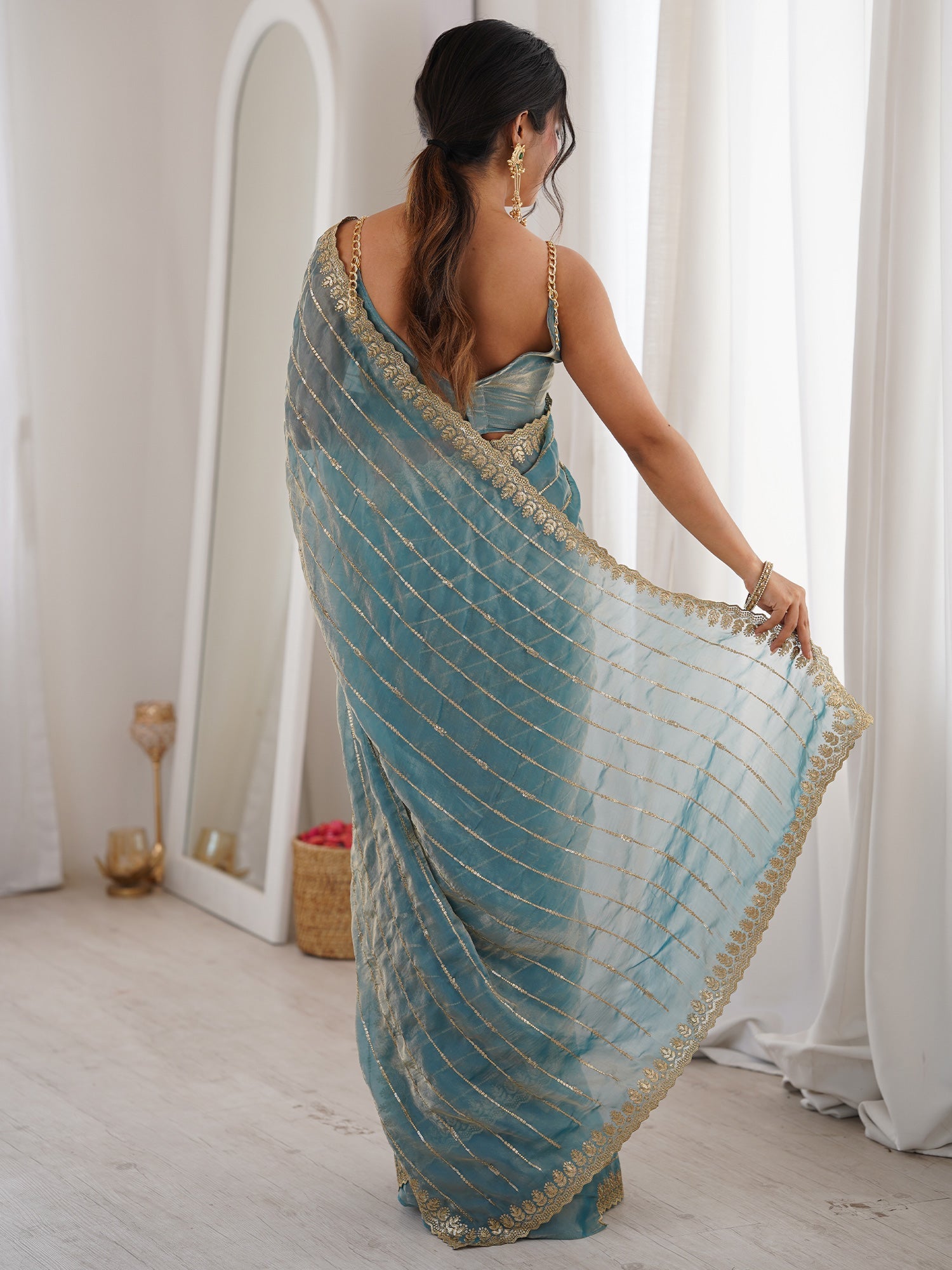 Sea Blue Saree - Ressa