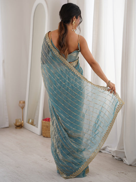 Sea Blue Saree - Ressa