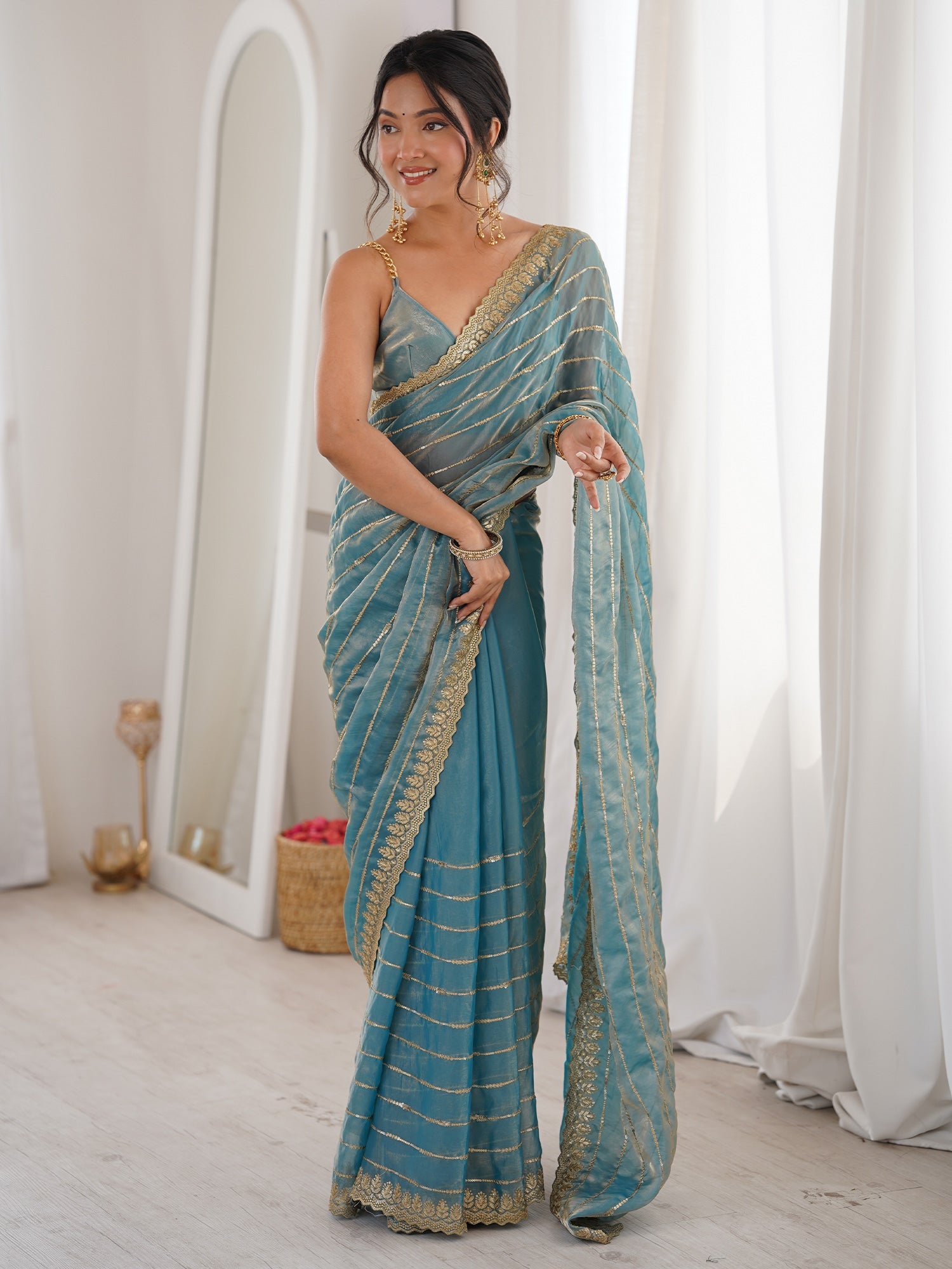 Sea Blue Saree - Ressa