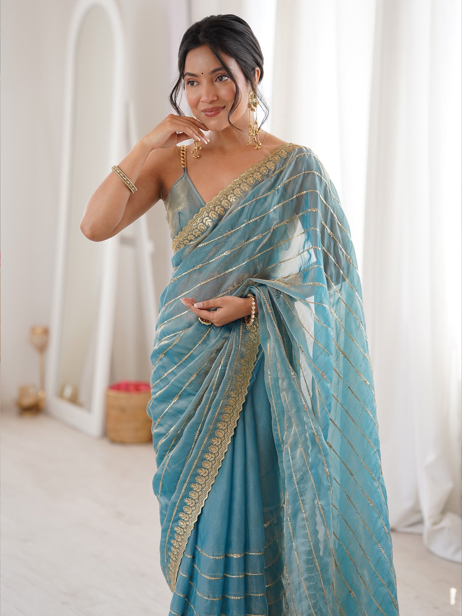 Sea Blue Saree - Ressa