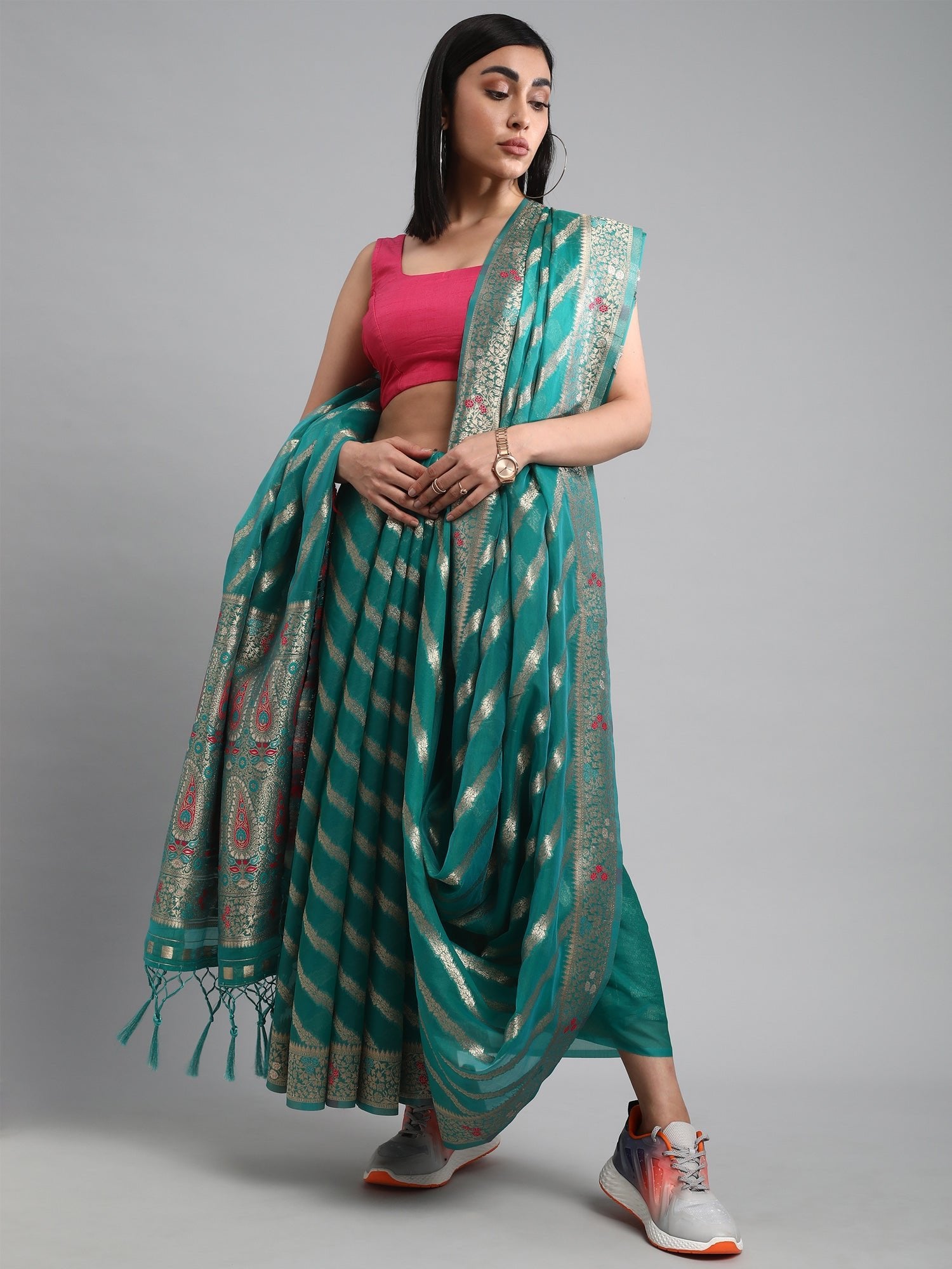 Sea Green Banarasi Organza saree - Ressa