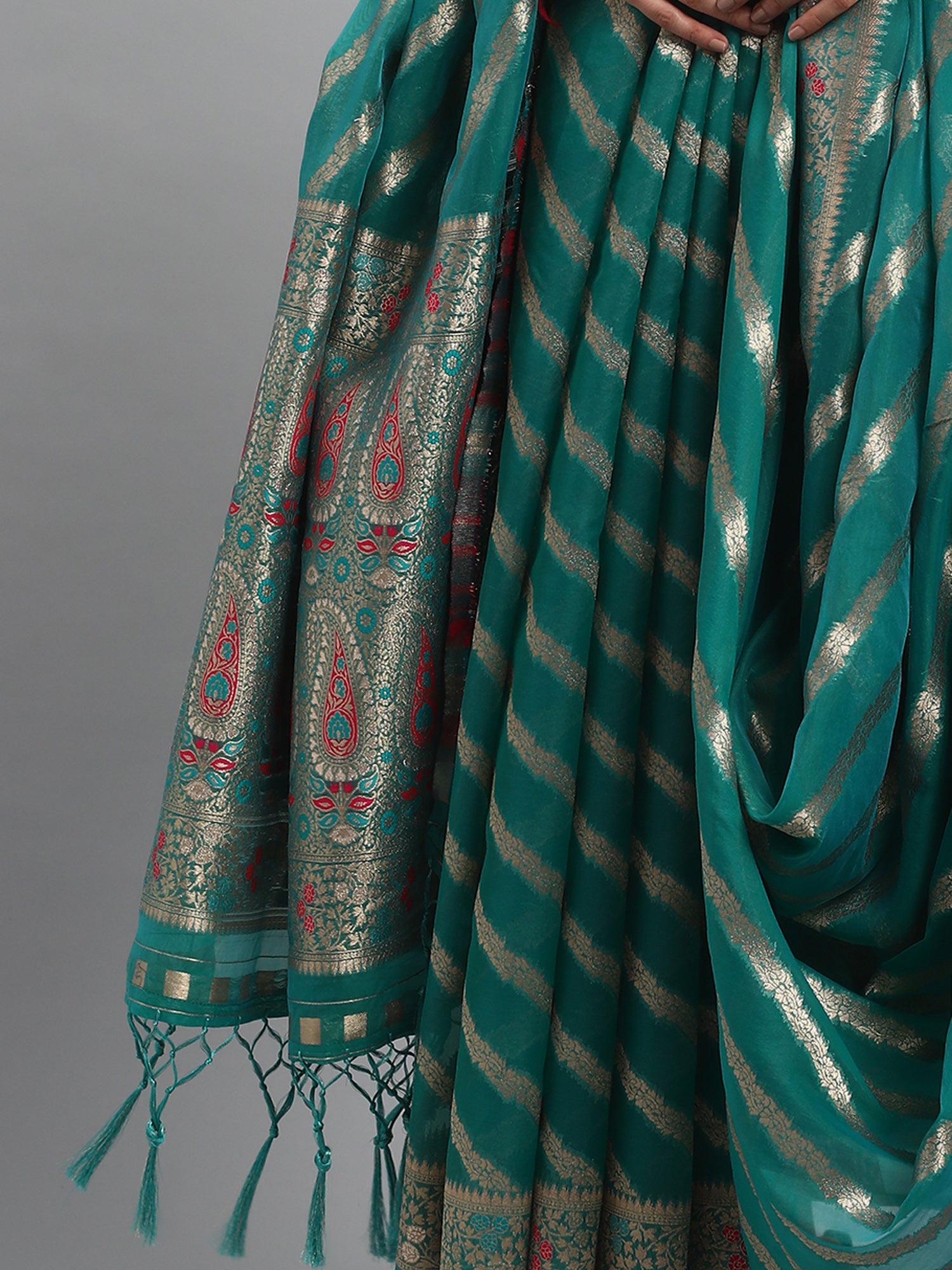 Sea Green Banarasi Organza saree - Ressa