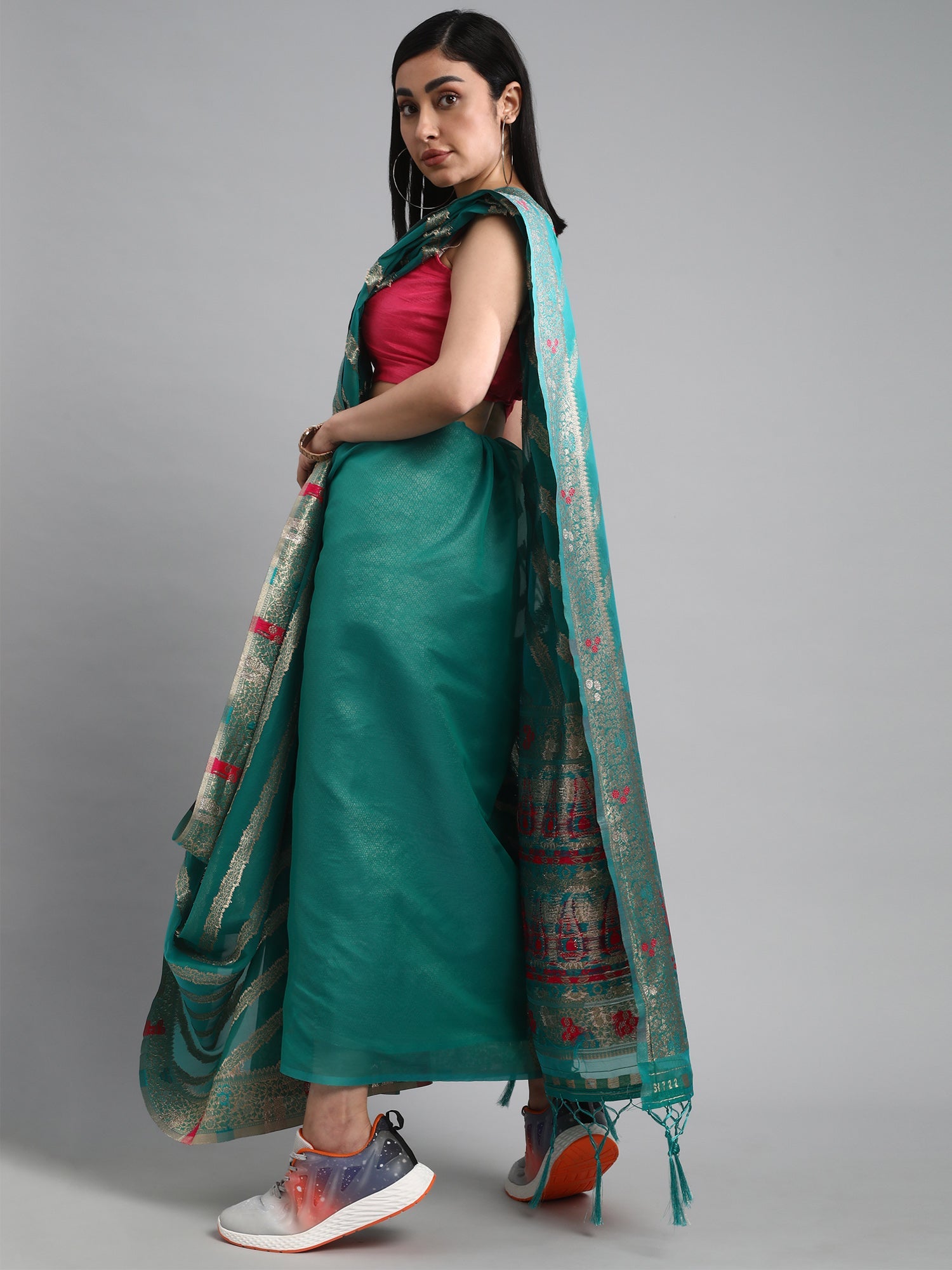 Sea Green Banarasi Organza saree - Ressa