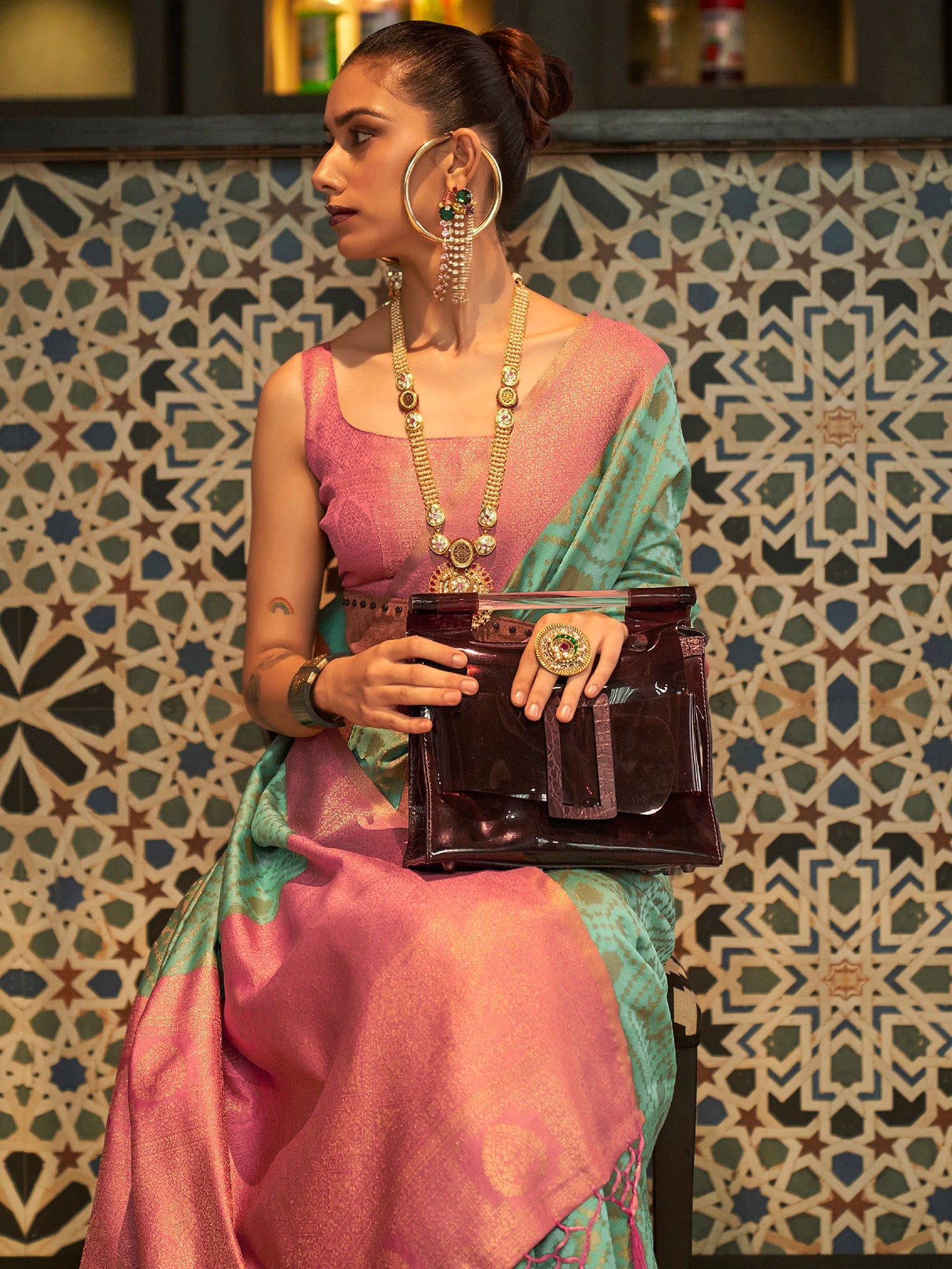 Sea Green Banarasi Silk saree - Ressa