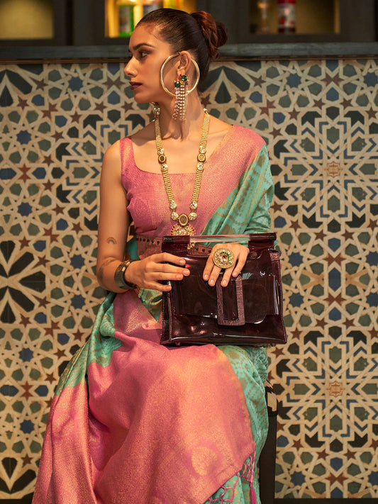 Sea Green Banarasi Silk saree - Ressa