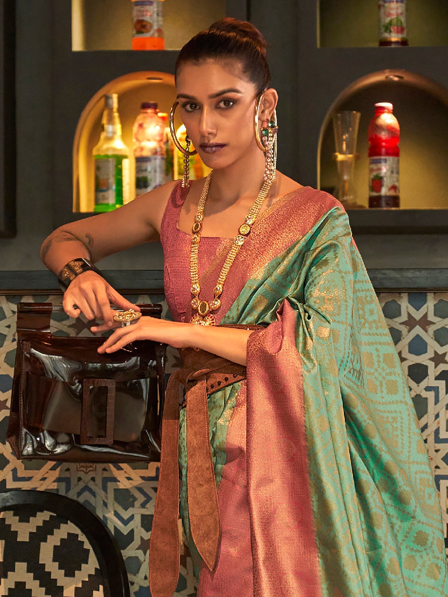 Sea Green Banarasi Silk saree - Ressa