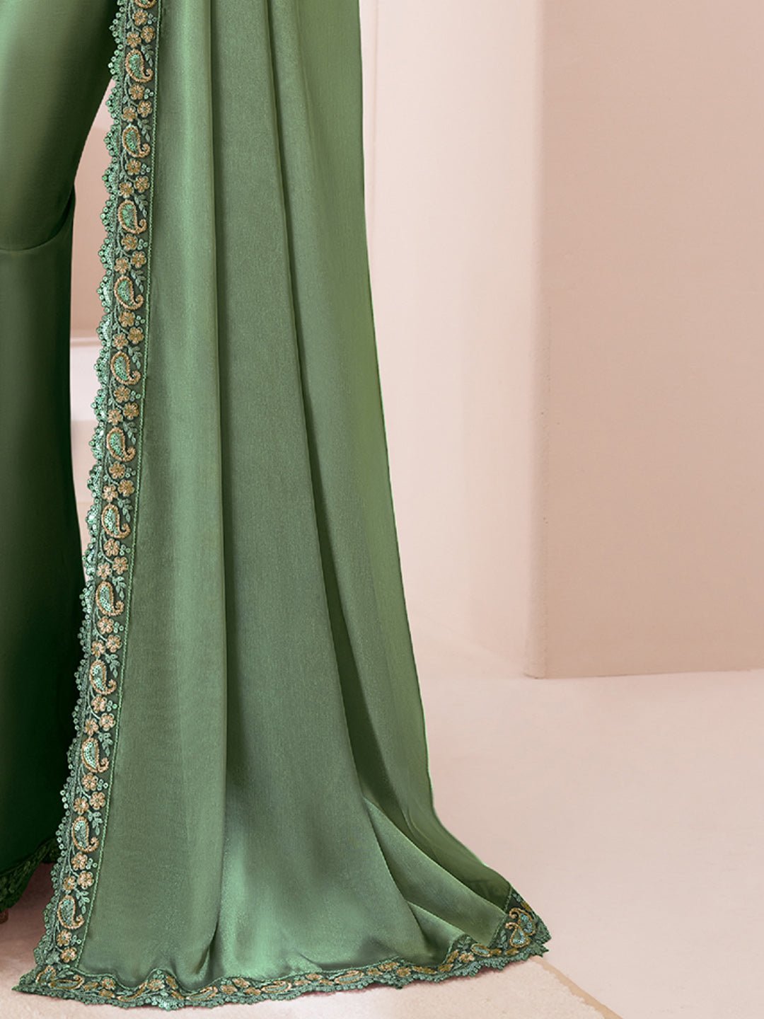 Sea Green Embellished Party wear Saree - Ressa