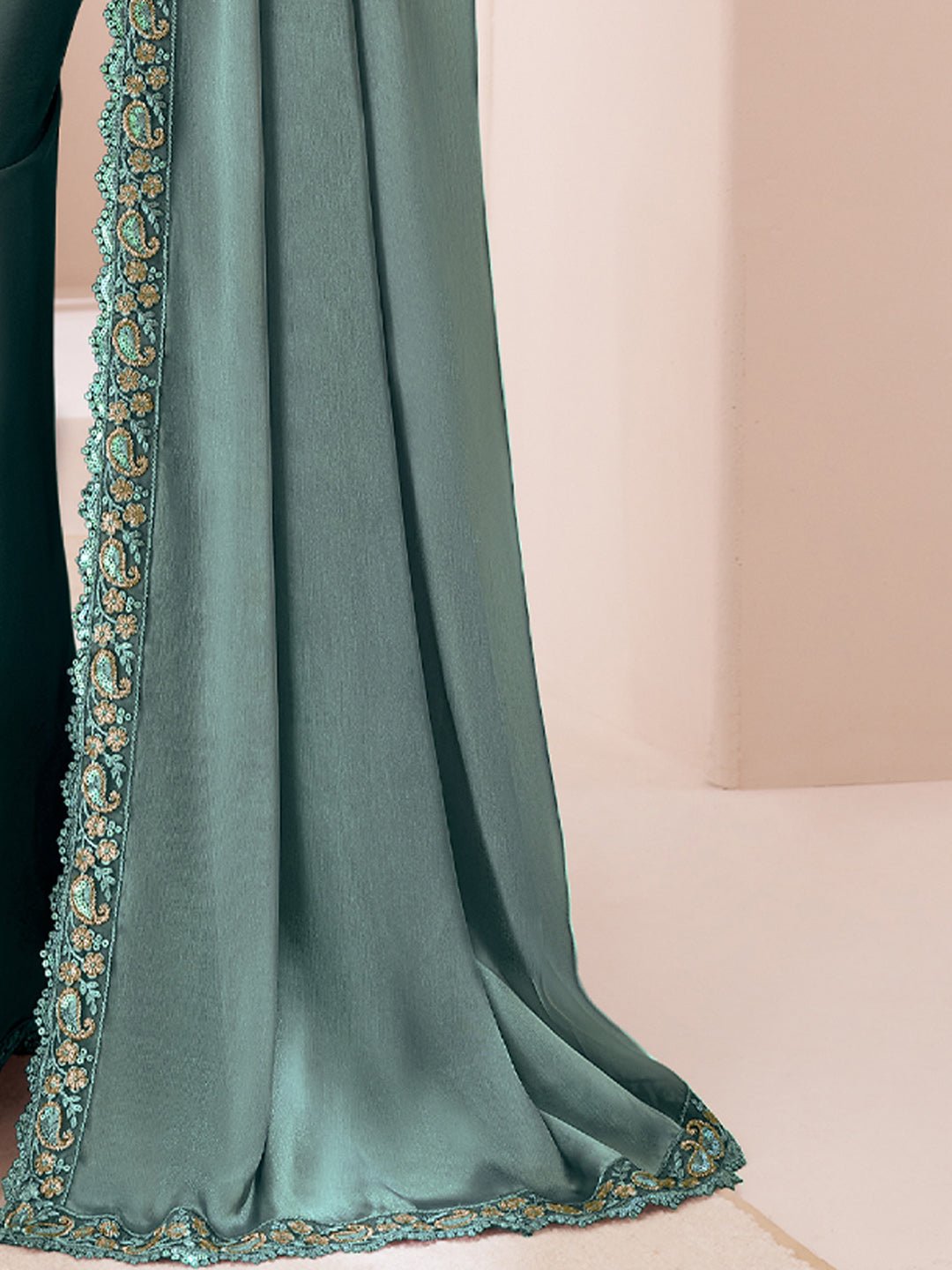 Sea Green Embellished Party wear Saree - Ressa