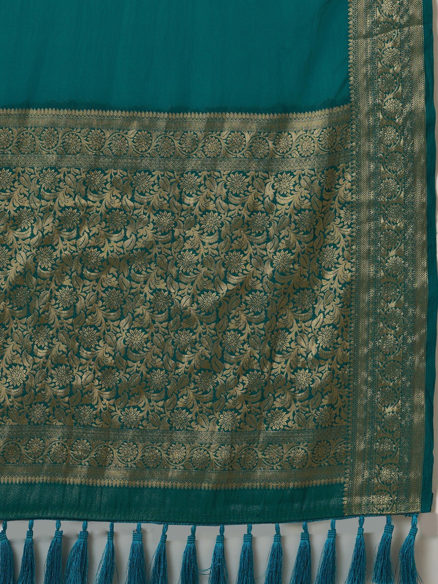 Sea Green Floral Georgette Saree - Ressa