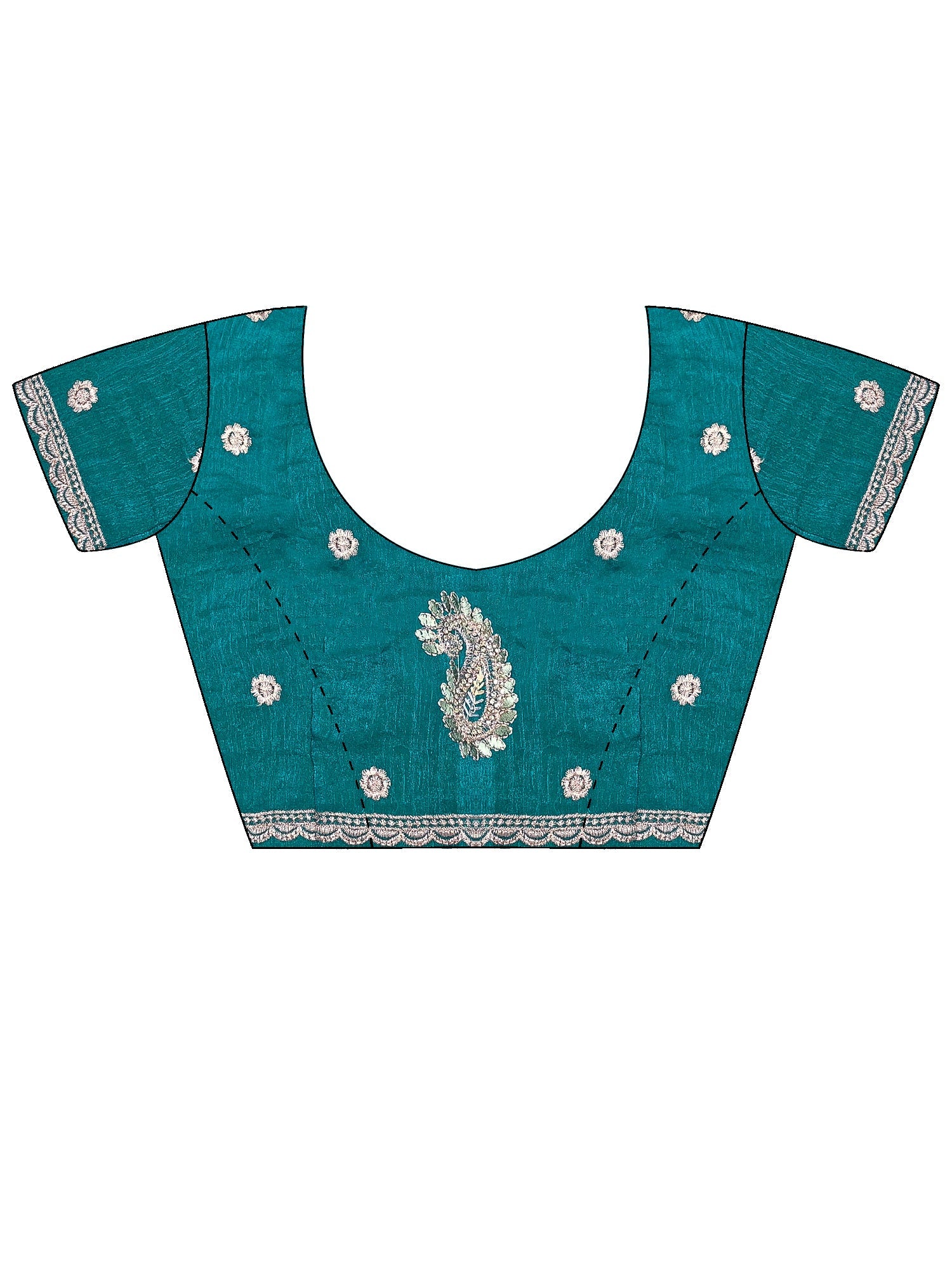 Sea Green Georgette Silk Blend Saree - Ressa