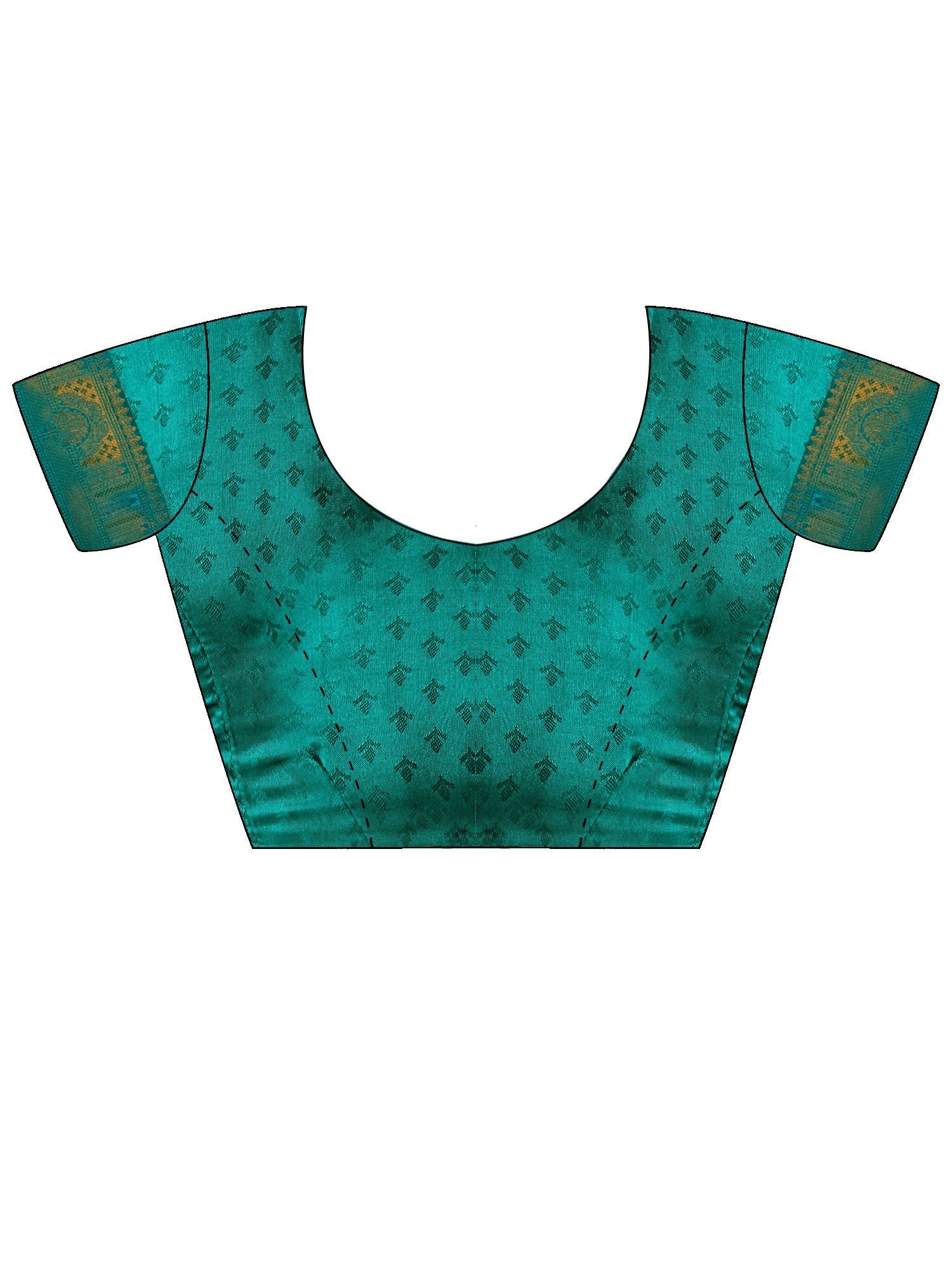 Sea Green Gold Kanjivaram Silk Saree - Ressa