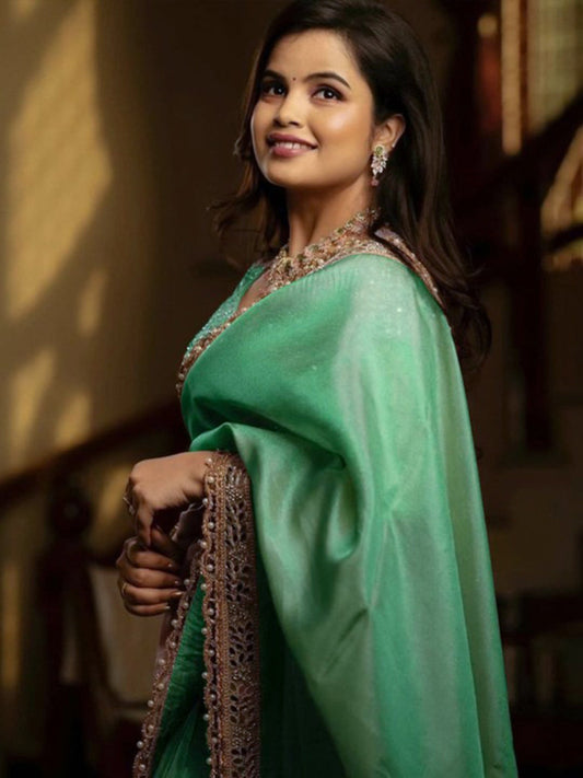 Sea Green Gota Patti Saree - Ressa