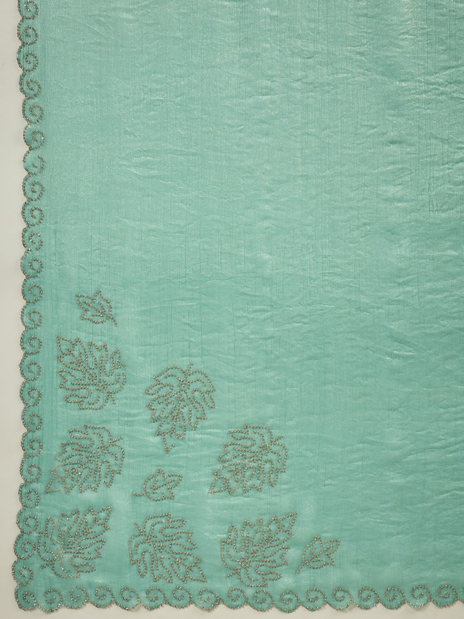 Sea Green Shimmer tissue Saree with Embroidered Border - Ressa