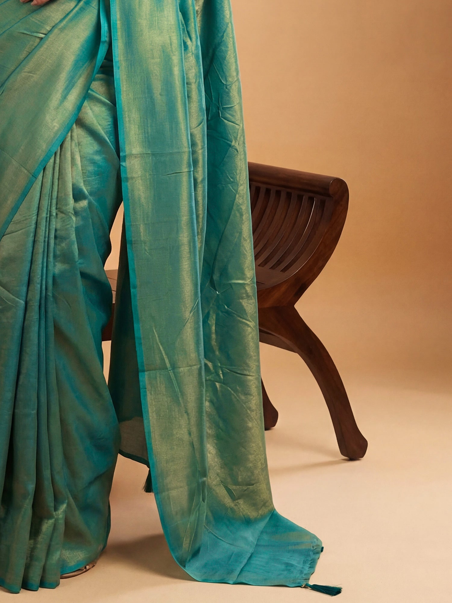 Sea Green Tissue Silk Saree - Ressa