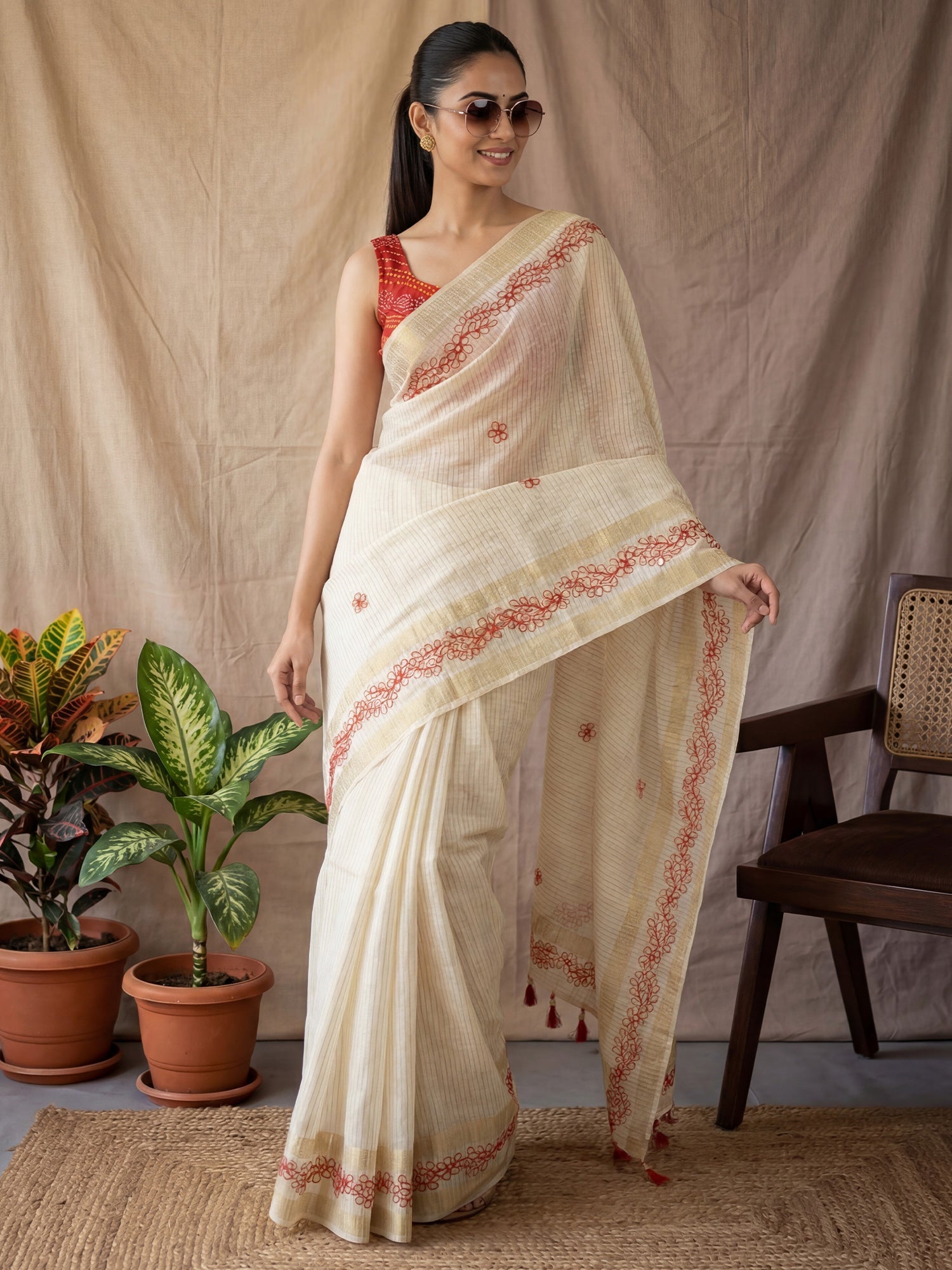 Sea Green Tissue Silk Saree with Zari Stripes - Ressa