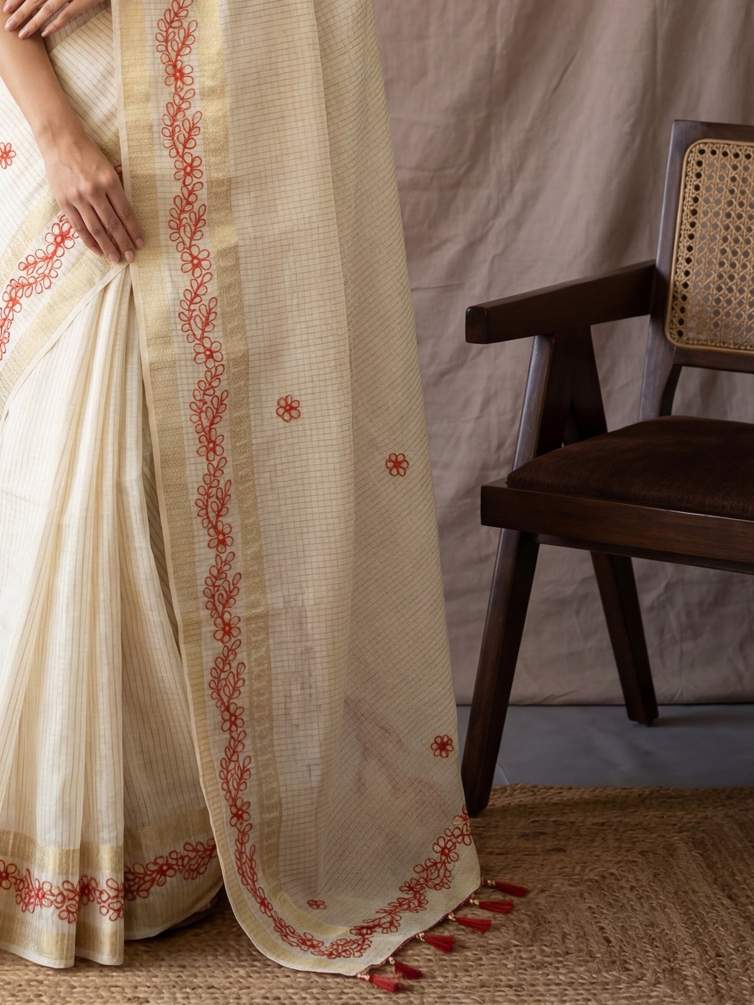 Sea Green Tissue Silk Saree with Zari Stripes - Ressa