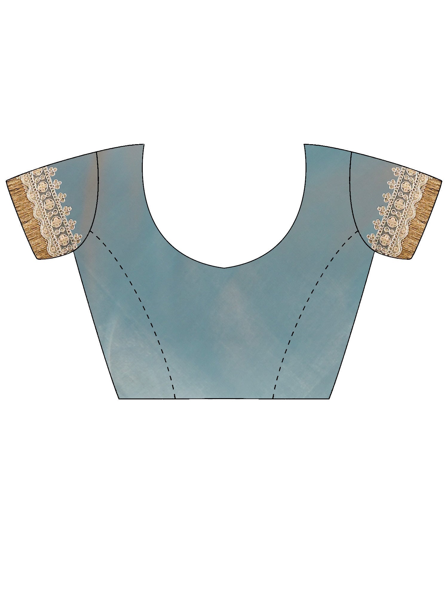 Shimmering Sky Blue Organza Saree with Mirror Lace - Ressa