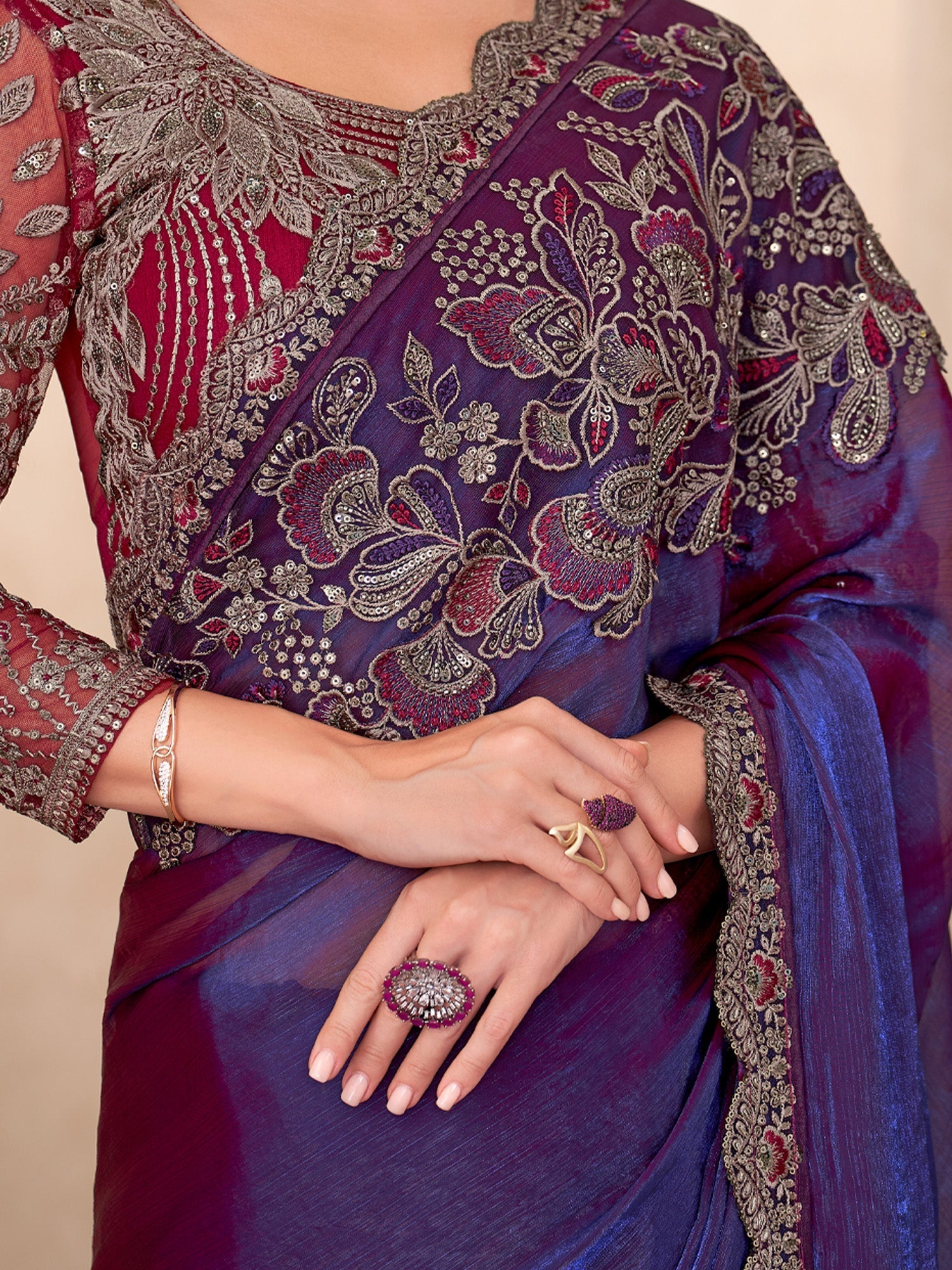 Shimmering Tissue Silk Saree - Ressa