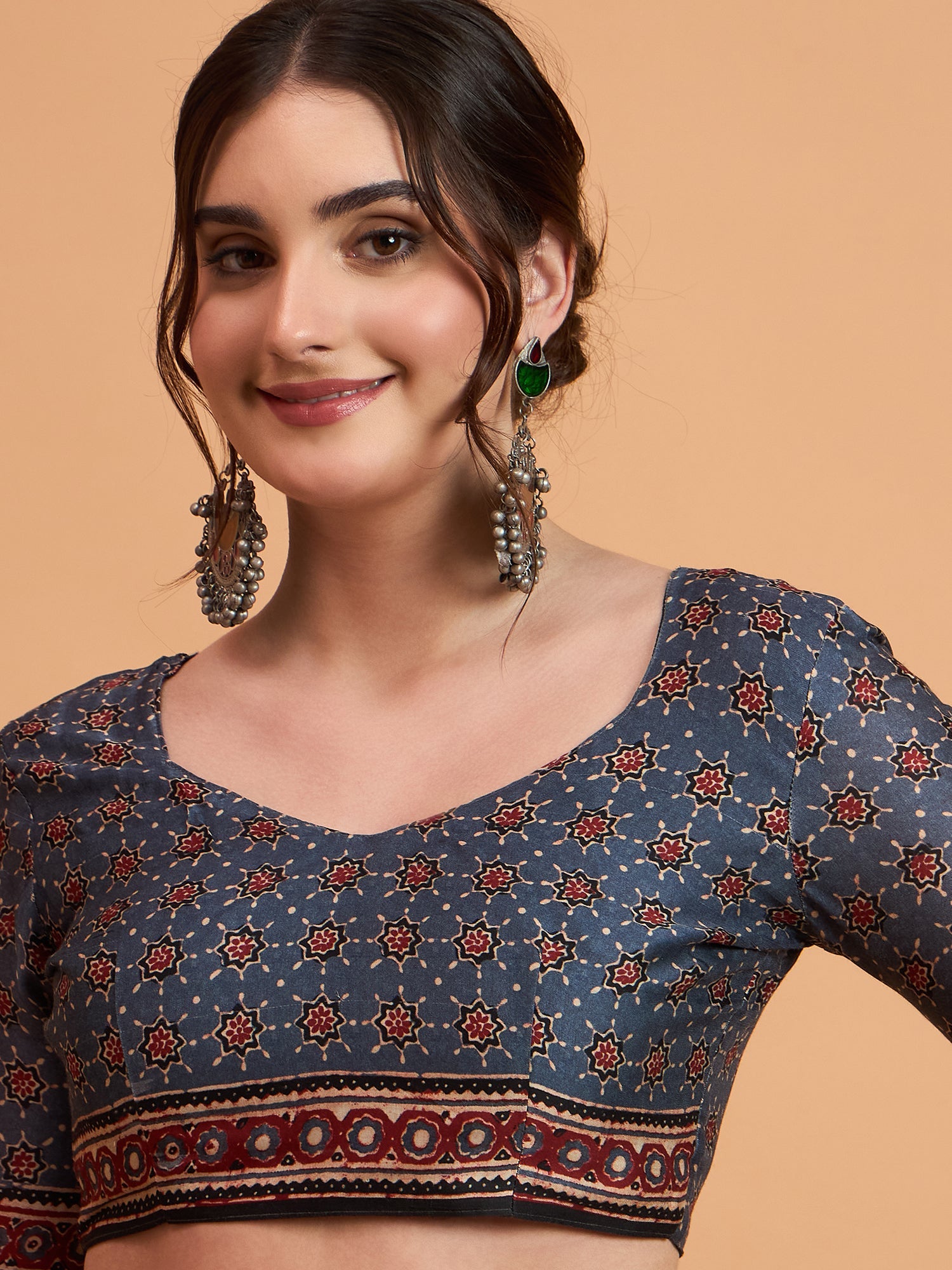 Silk Blend Heritage Ajrakh & Patola Style Digital Printed Saree - Ressa