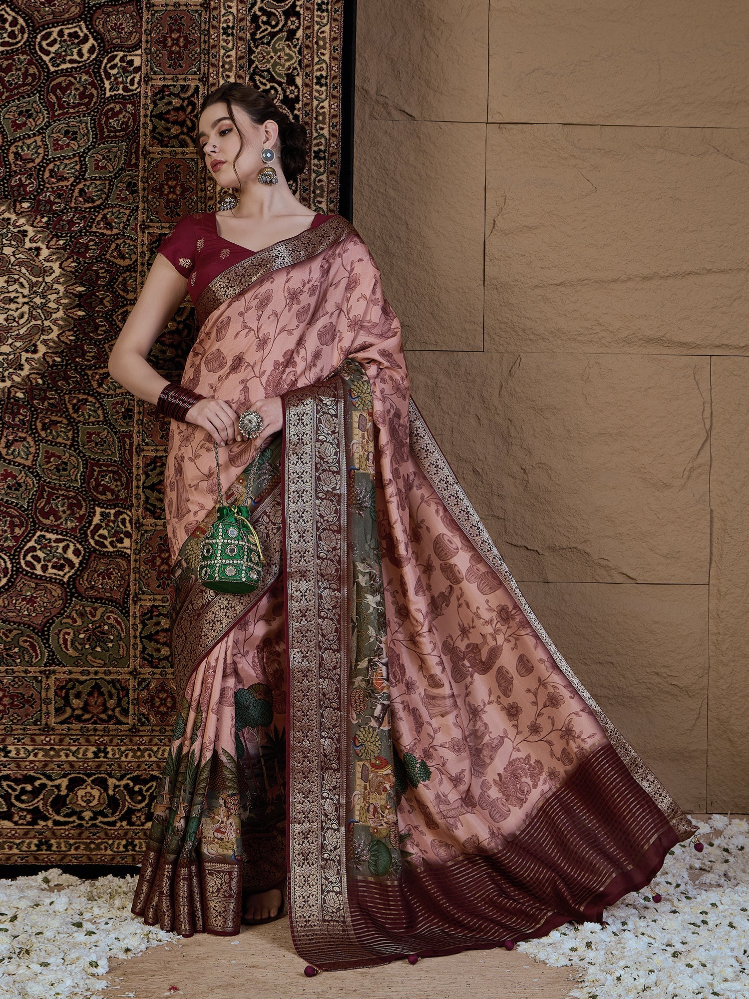 Silk Blend Heritage Banarasi Style Patola Print Saree - Ressa