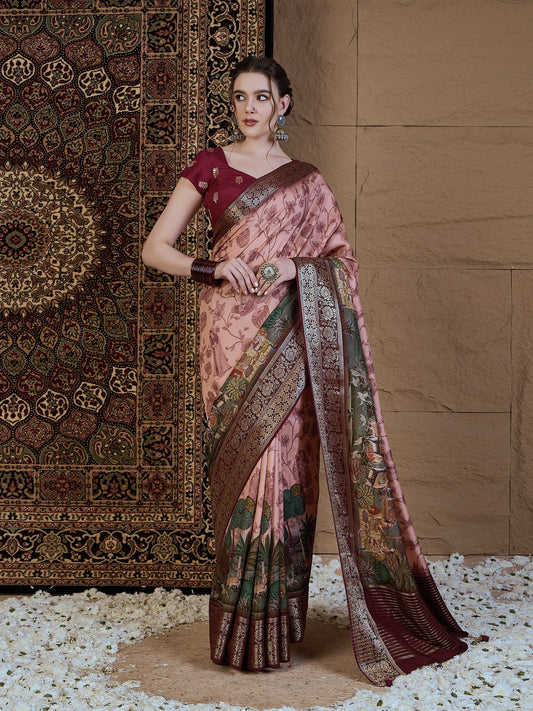 Silk Blend Heritage Banarasi Style Patola Print Saree - Ressa
