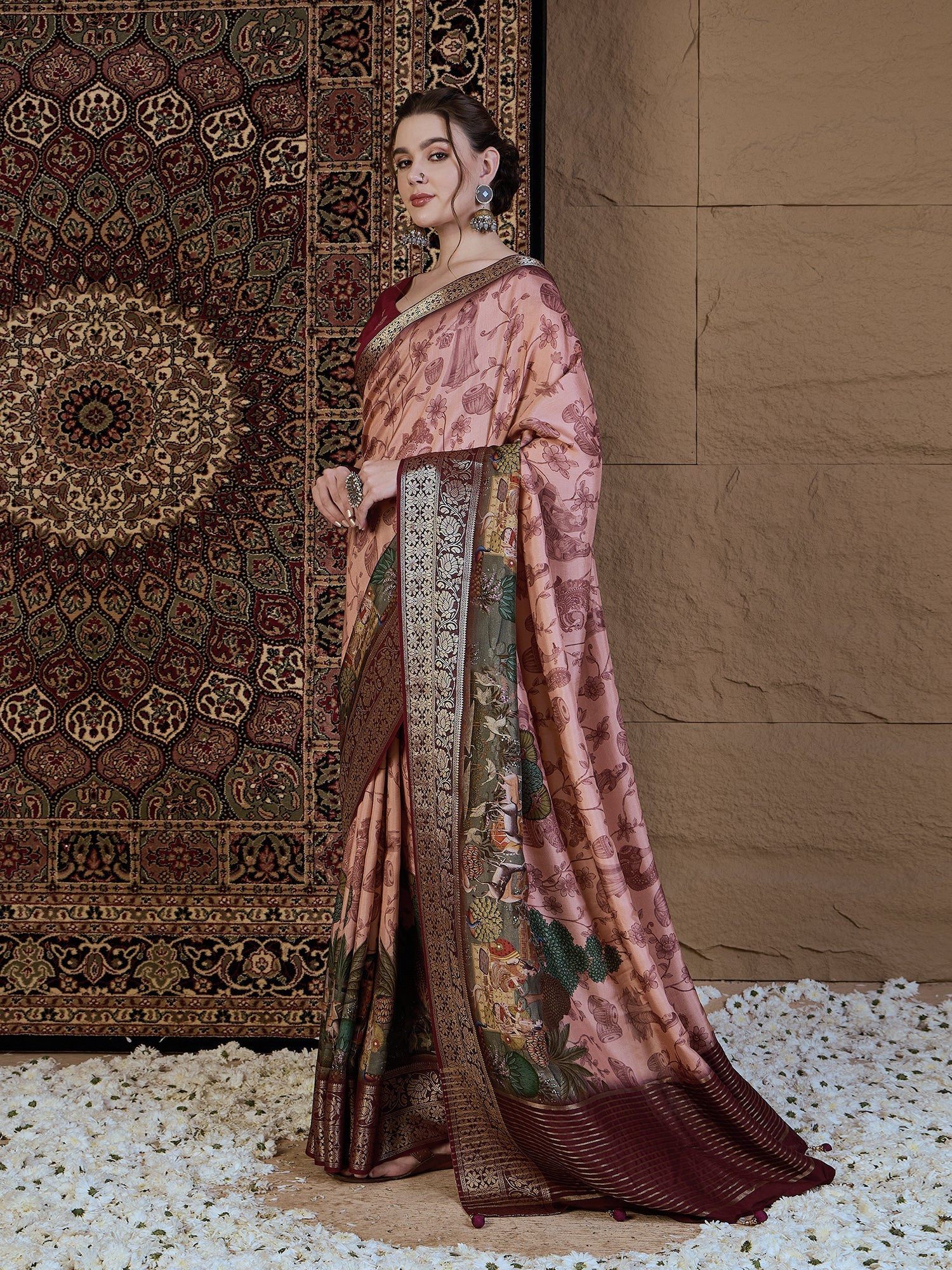 Silk Blend Heritage Banarasi Style Patola Print Saree - Ressa