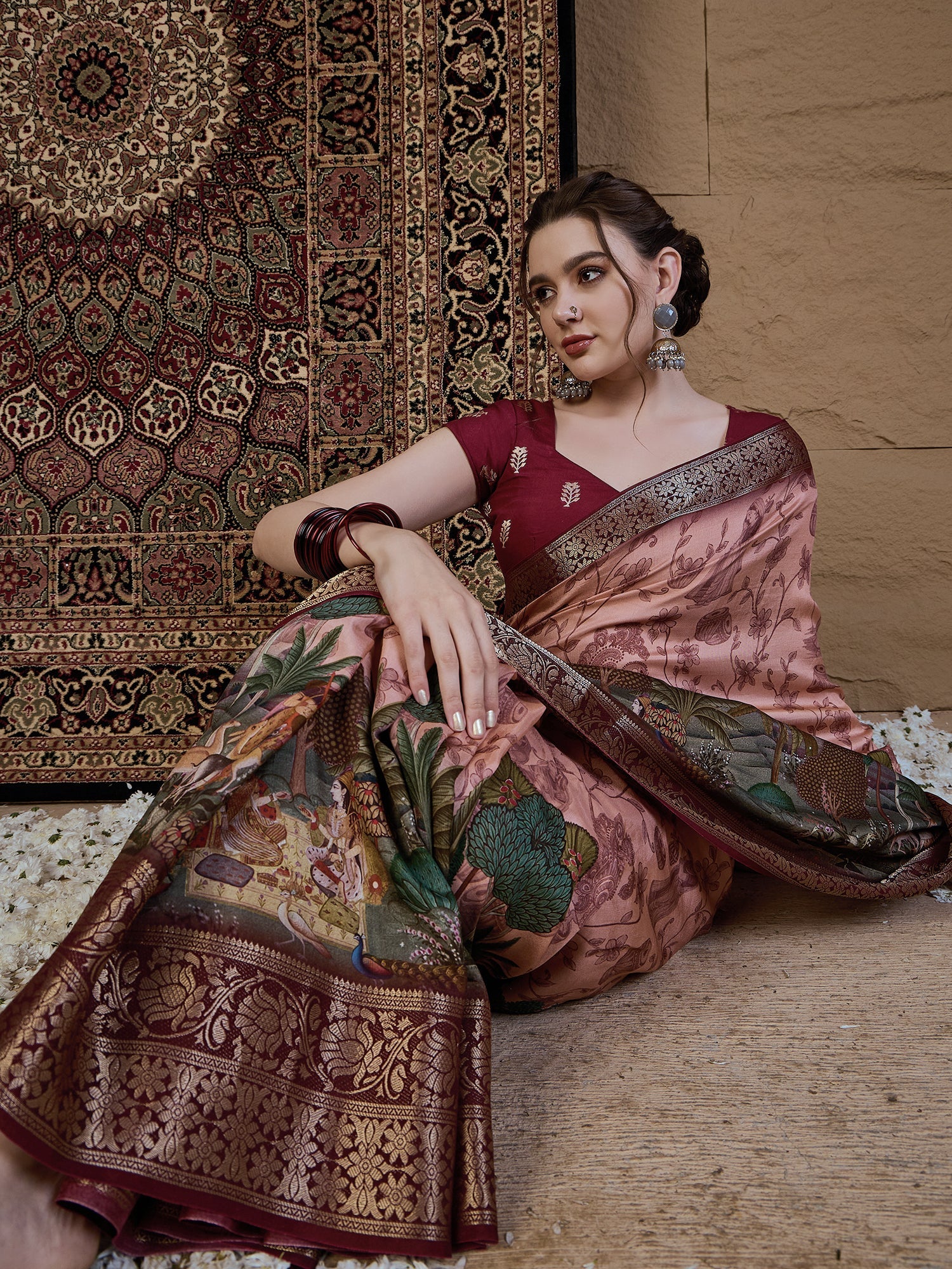 Silk Blend Heritage Banarasi Style Patola Print Saree - Ressa