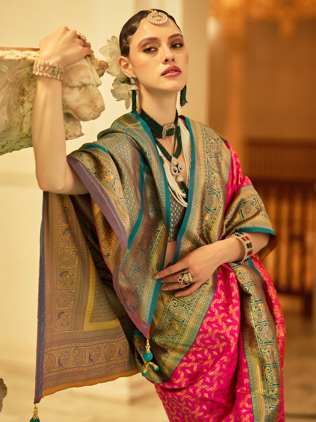 Silk Blend Heritage Banarasi Style Zari Woven - Ressa