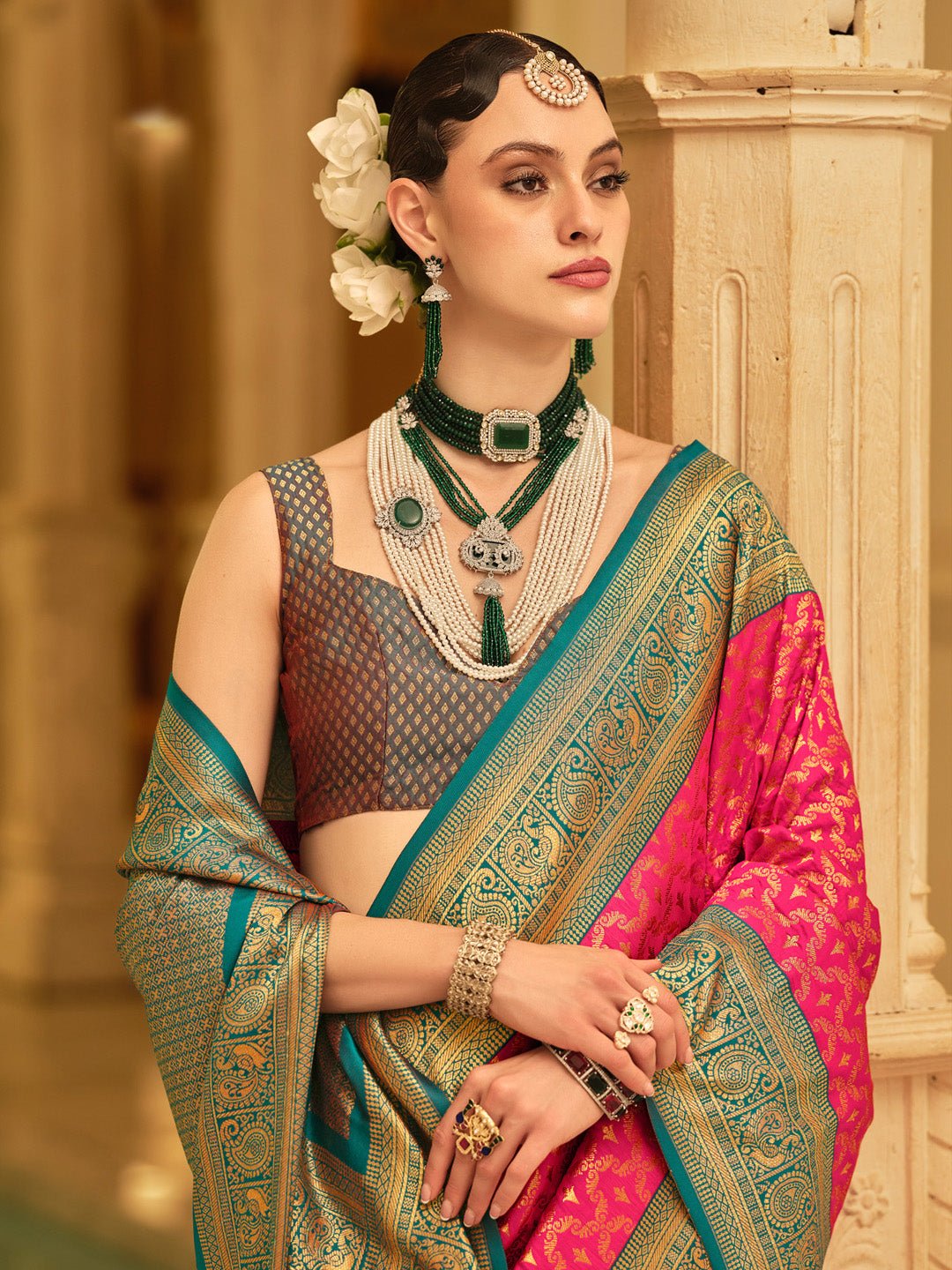 Silk Blend Heritage Banarasi Style Zari Woven - Ressa