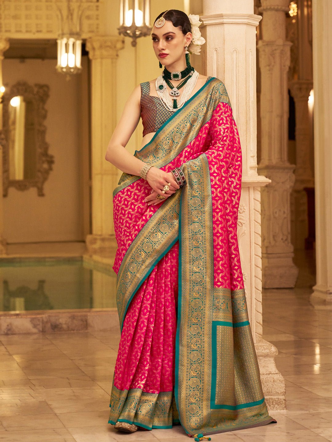Silk Blend Heritage Banarasi Style Zari Woven - Ressa