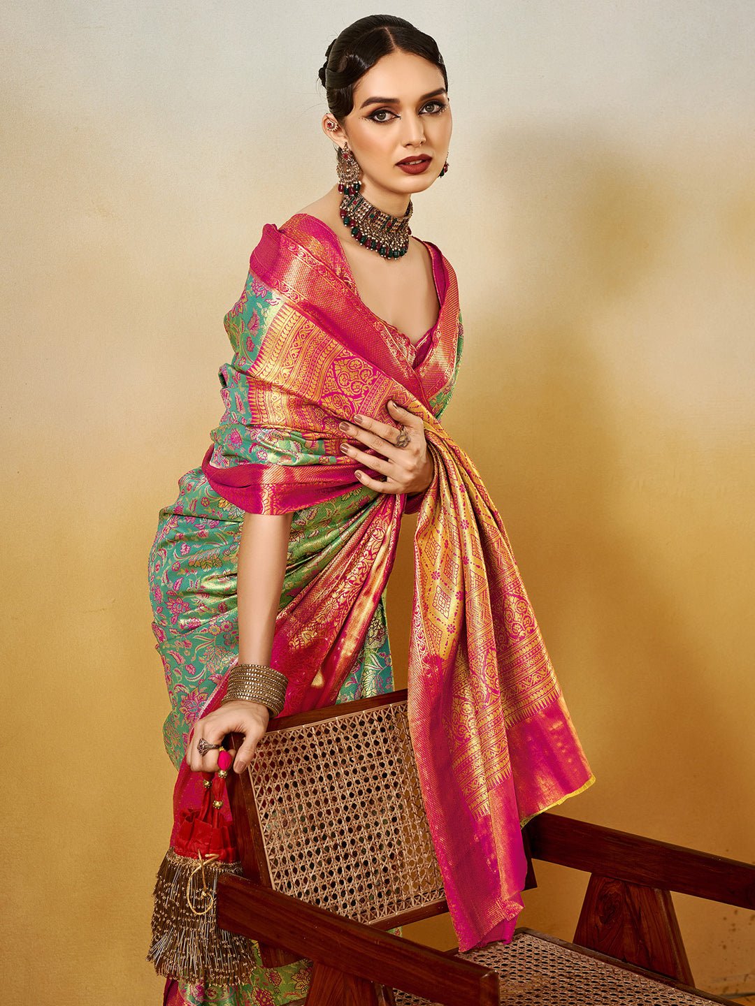 Silk Blend Heritage Banarasi Style Zari Woven saree - Ressa