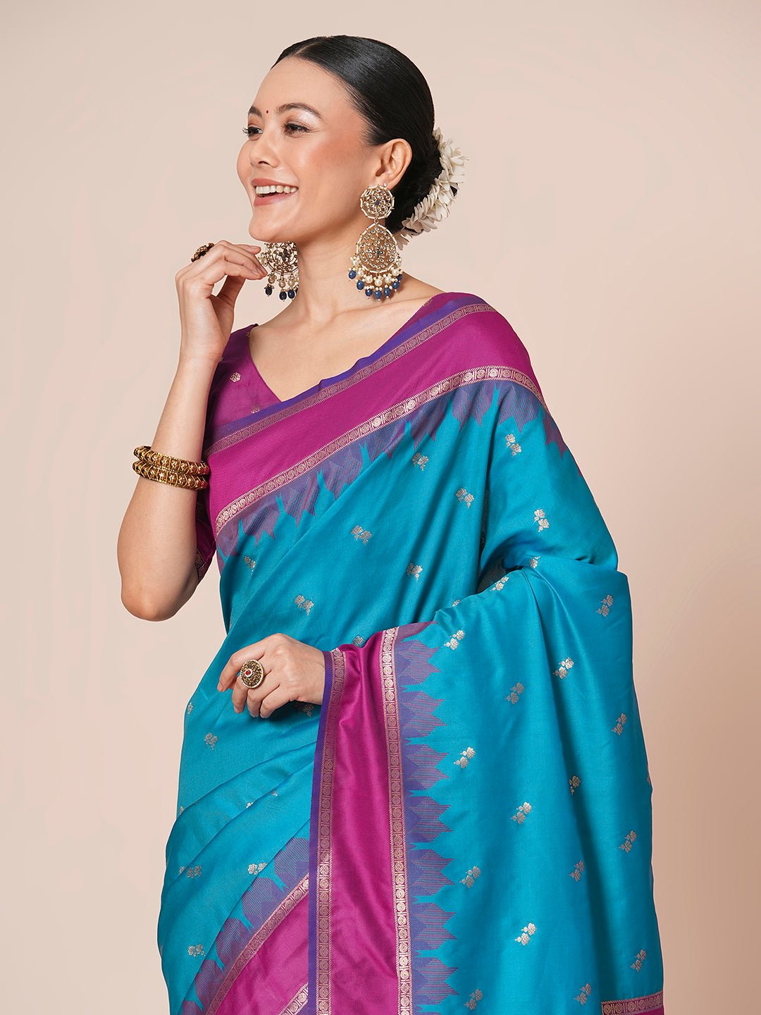 Silk Blend Heritage Banarasi Style Zari Woven Saree - Ressa