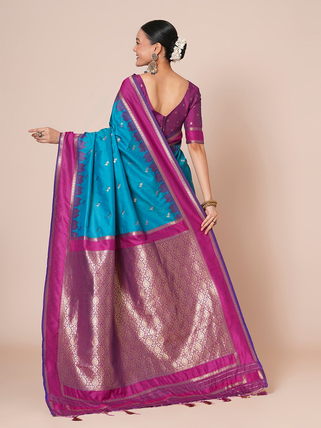 Silk Blend Heritage Banarasi Style Zari Woven Saree - Ressa