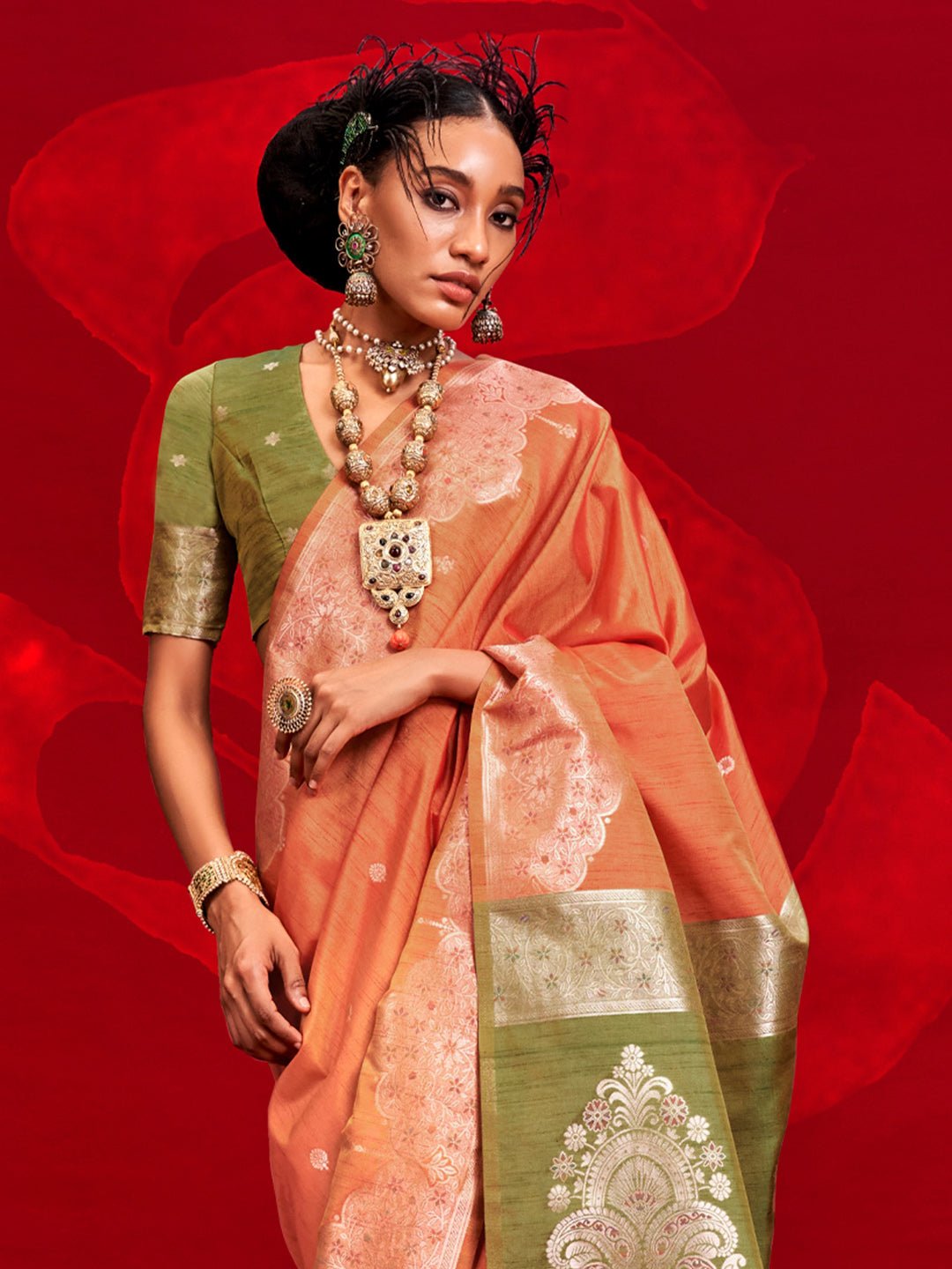 Silk Blend Heritage Banarasi Style Zari Woven Saree - Ressa