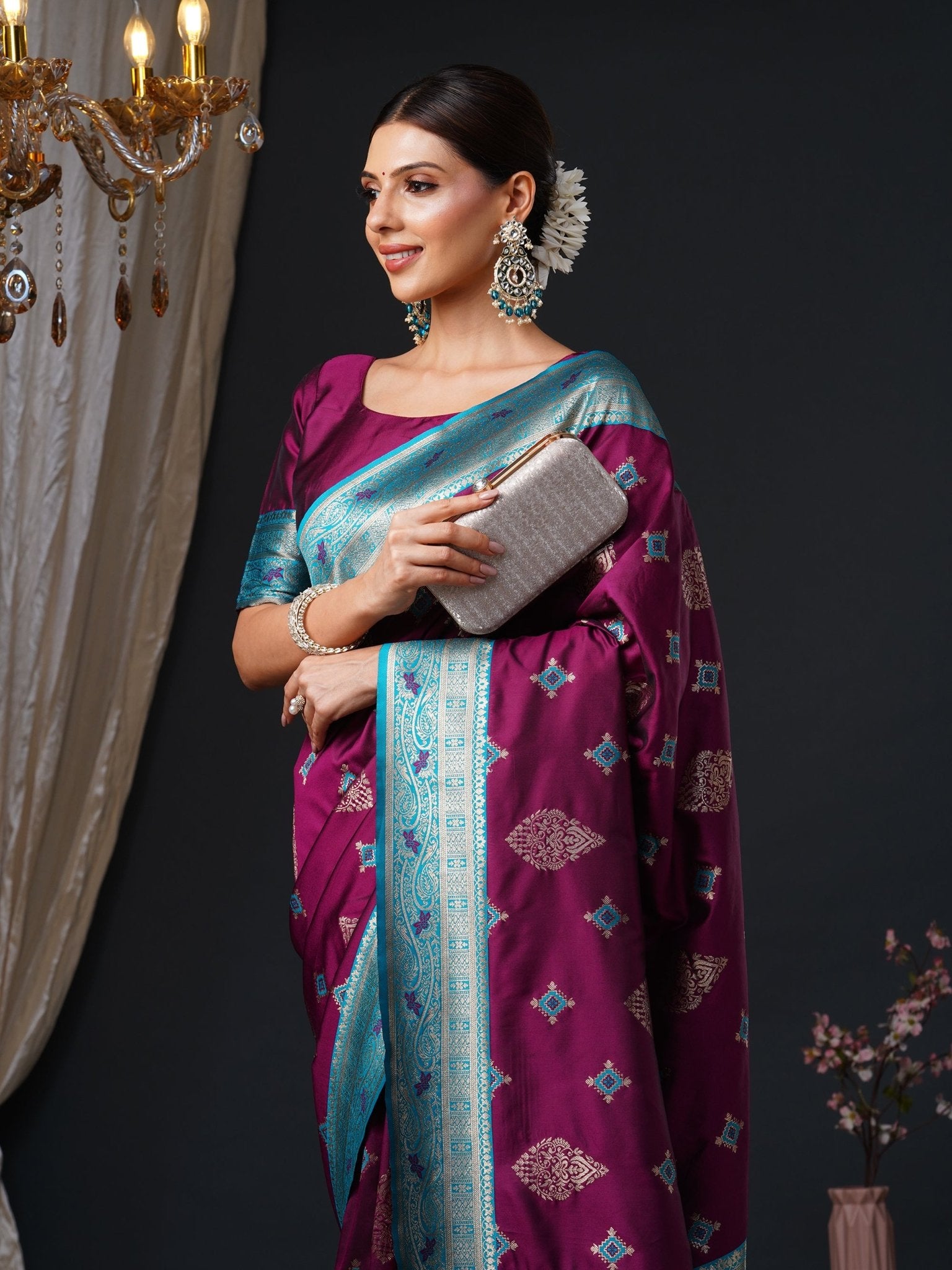 Silk Blend Heritage Banarasi Style Zari Woven Saree - Ressa