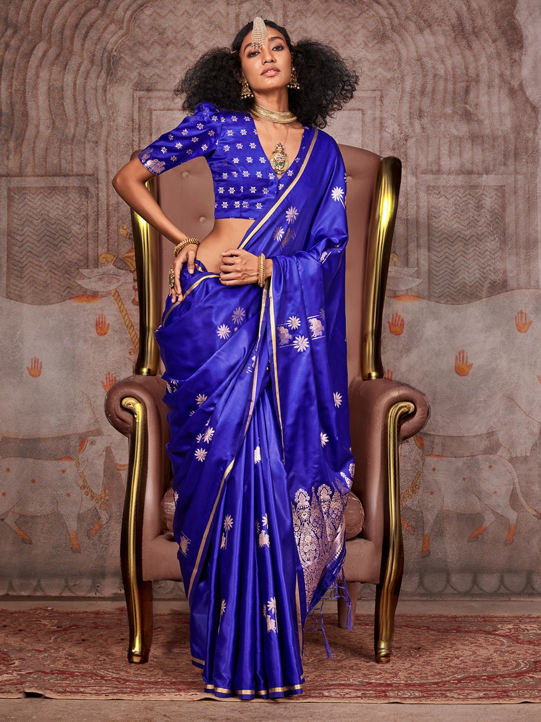Silk Blend Heritage Banarasi Style Zari Woven Saree - Ressa