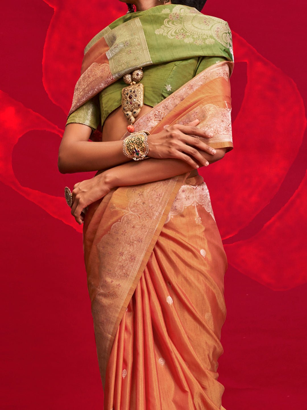Silk Blend Heritage Banarasi Style Zari Woven Saree - Ressa