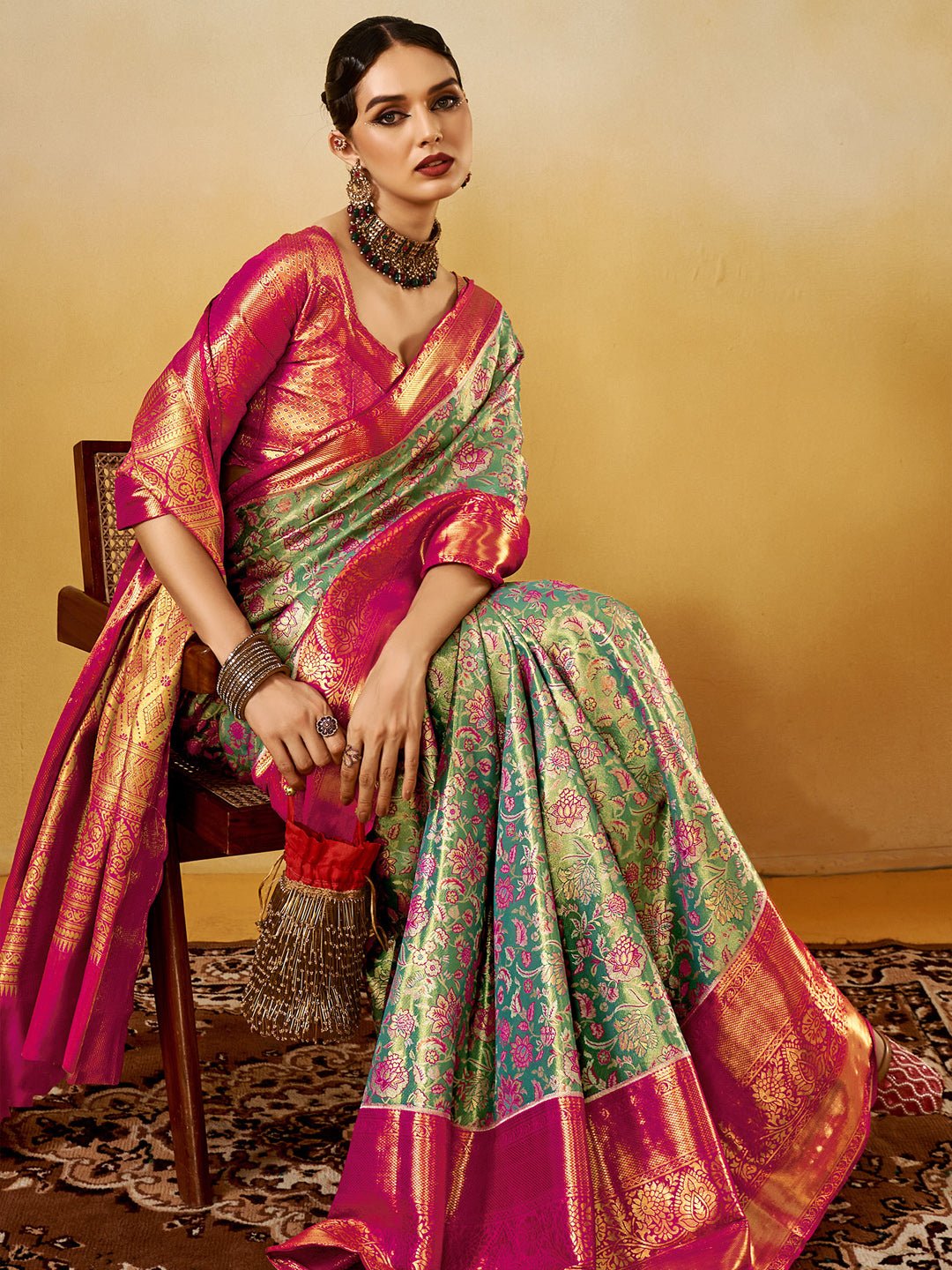 Silk Blend Heritage Banarasi Style Zari Woven saree - Ressa