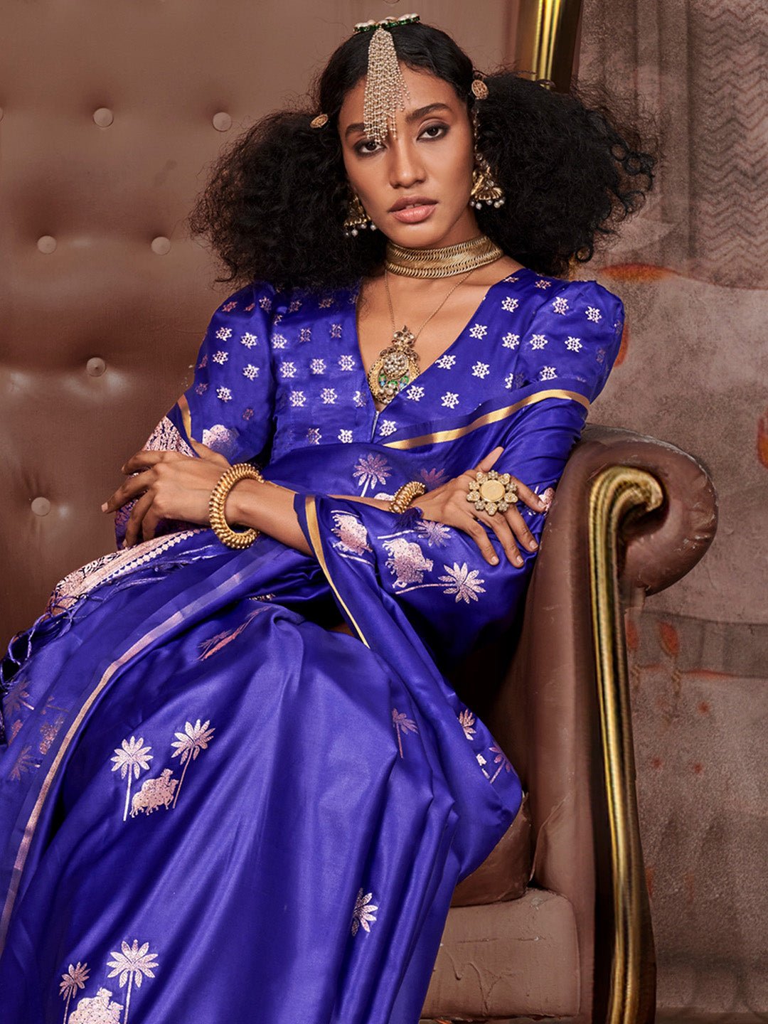 Silk Blend Heritage Banarasi Style Zari Woven Saree - Ressa