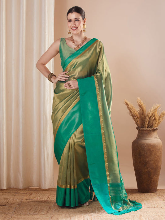 Silk Blend Heritage Banarasi Style Zari Woven Saree - Ressa